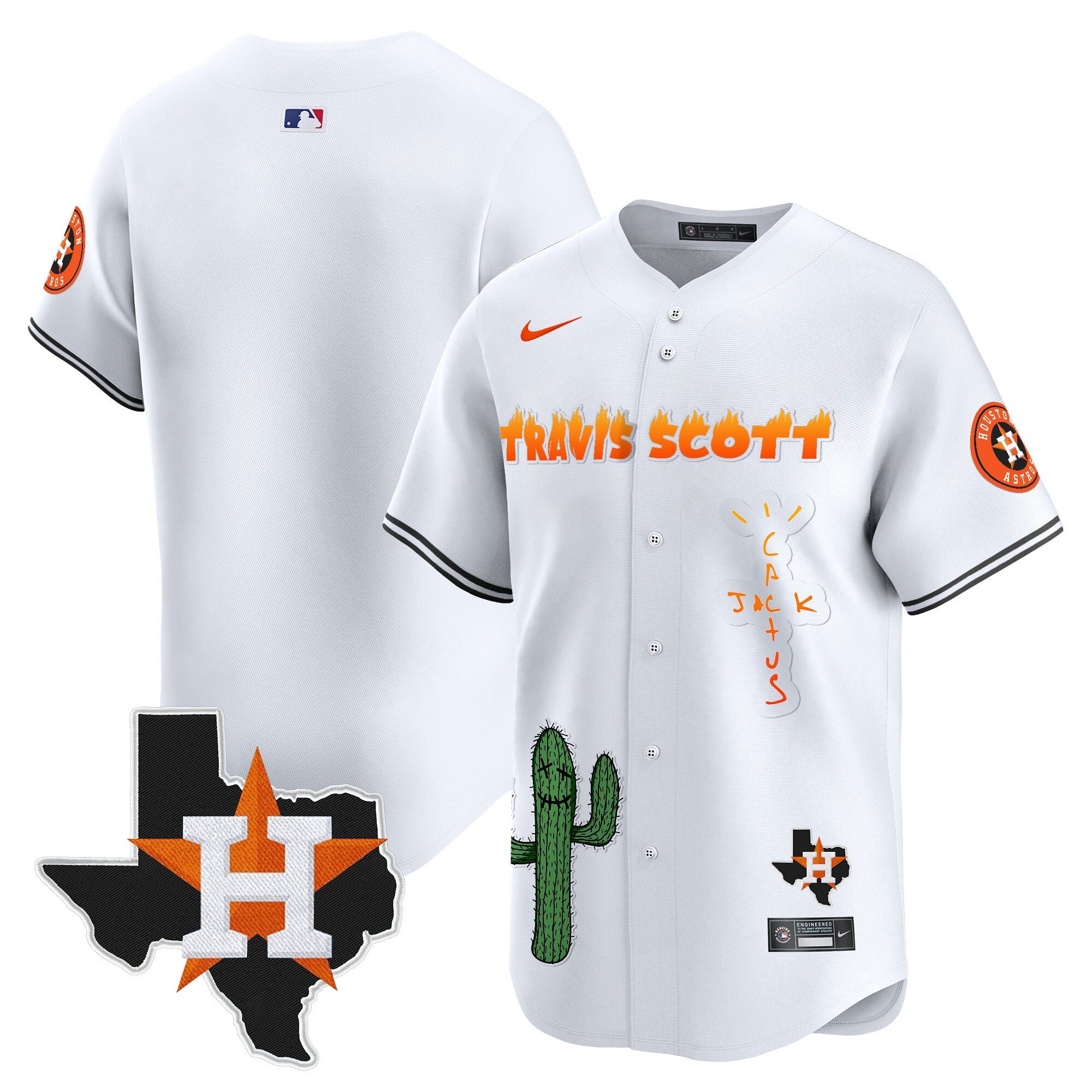 Men’s Houston Cactus Jack Patch Vapor Premier Limited Jersey V9 – Stitched