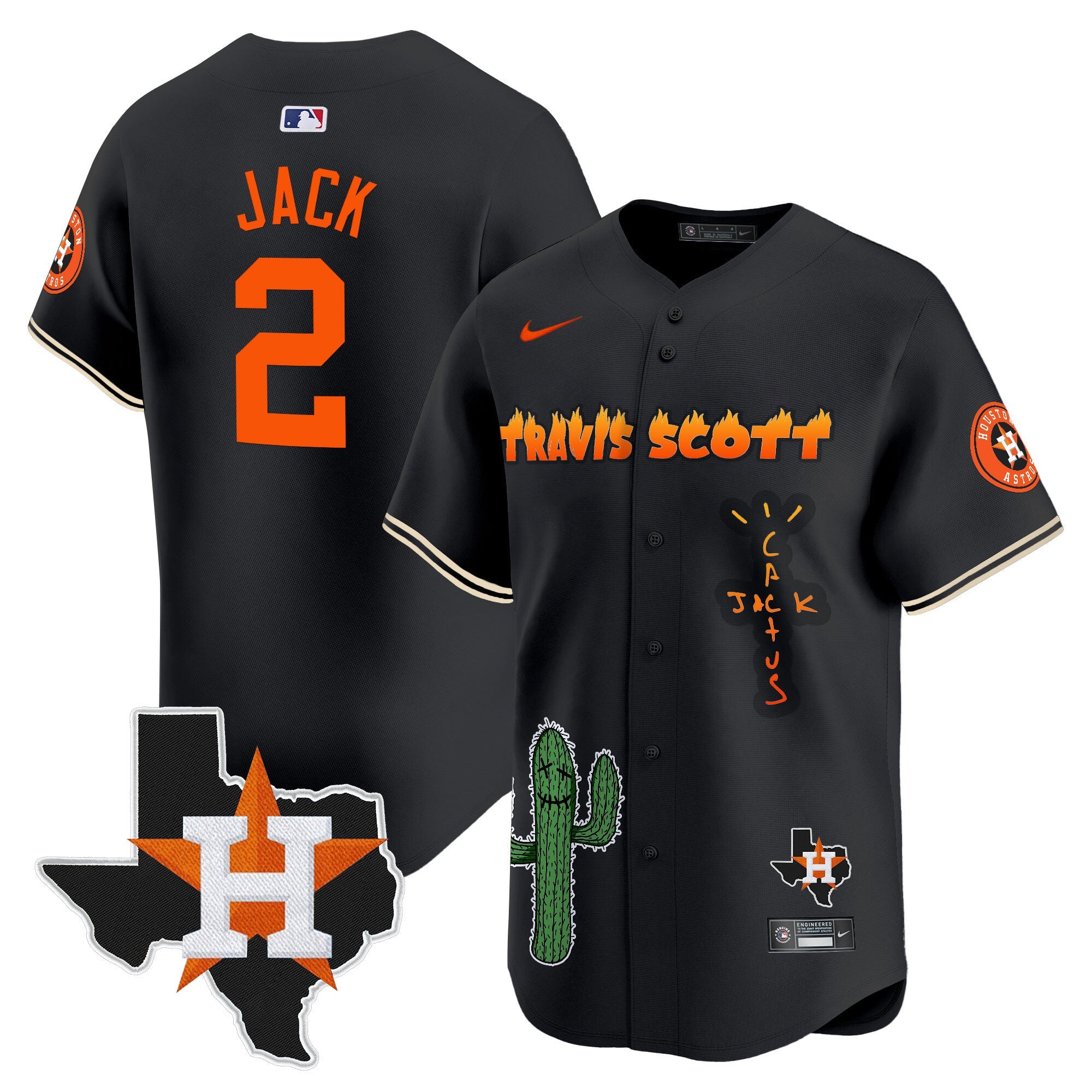 Men’s Houston Cactus Jack Patch Vapor Premier Limited Jersey V9 – Stitched