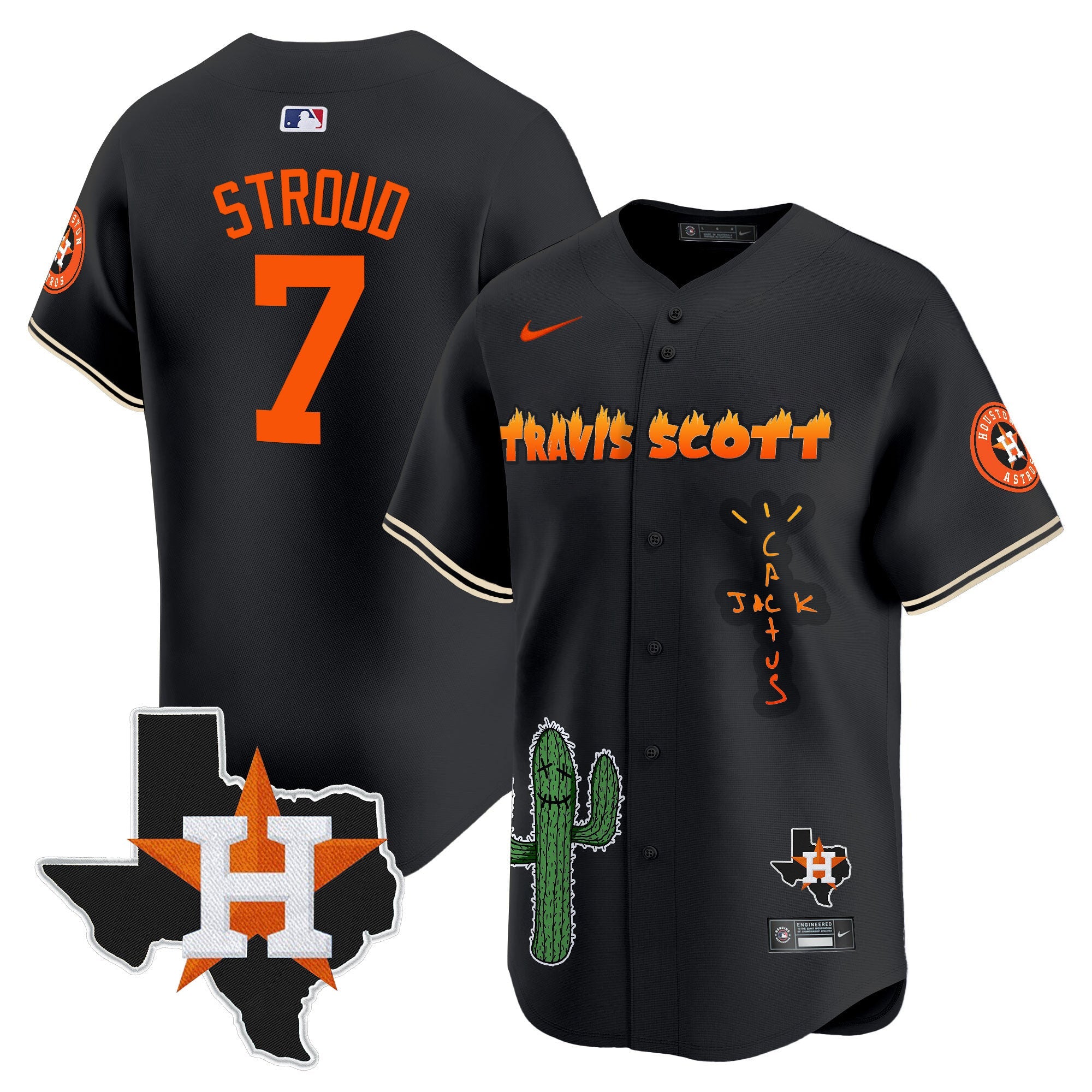Men’s Houston Cactus Jack Patch Vapor Premier Limited Jersey V9 – Stitched