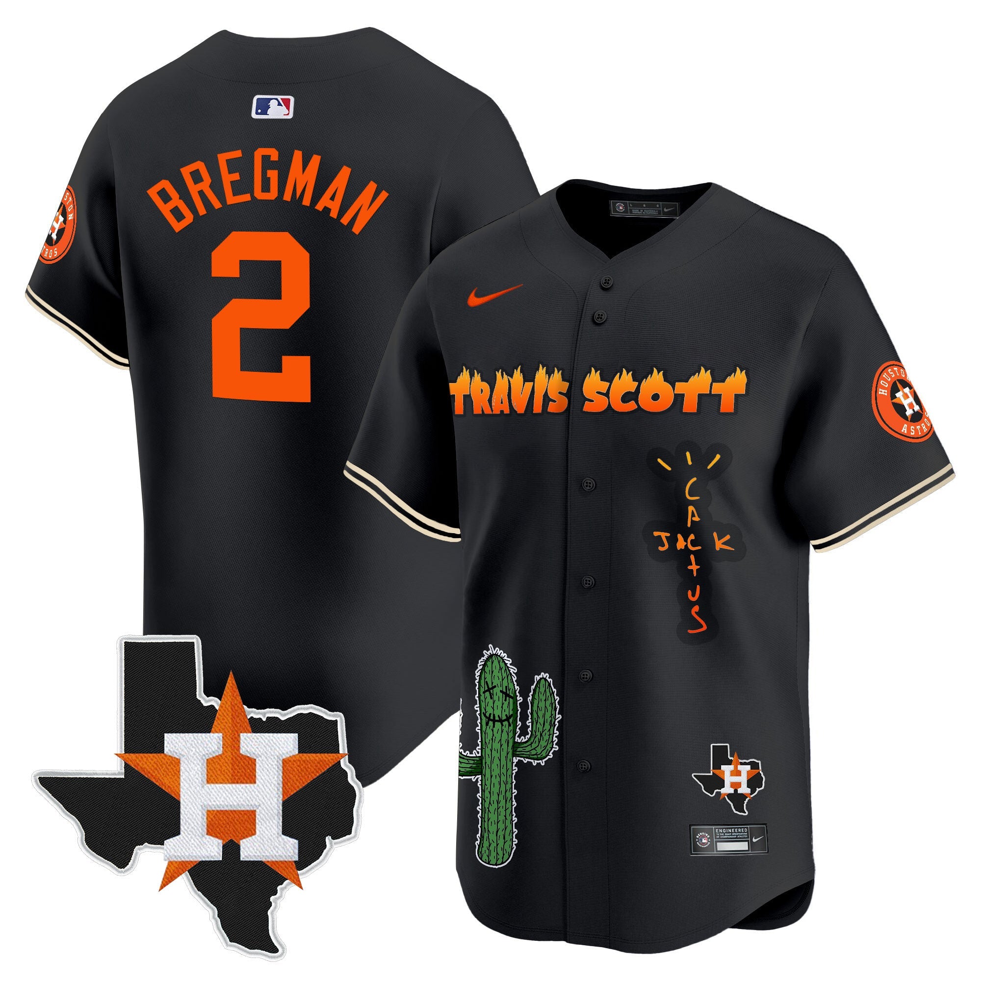 Men’s Houston Cactus Jack Patch Vapor Premier Limited Jersey V9 – Stitched