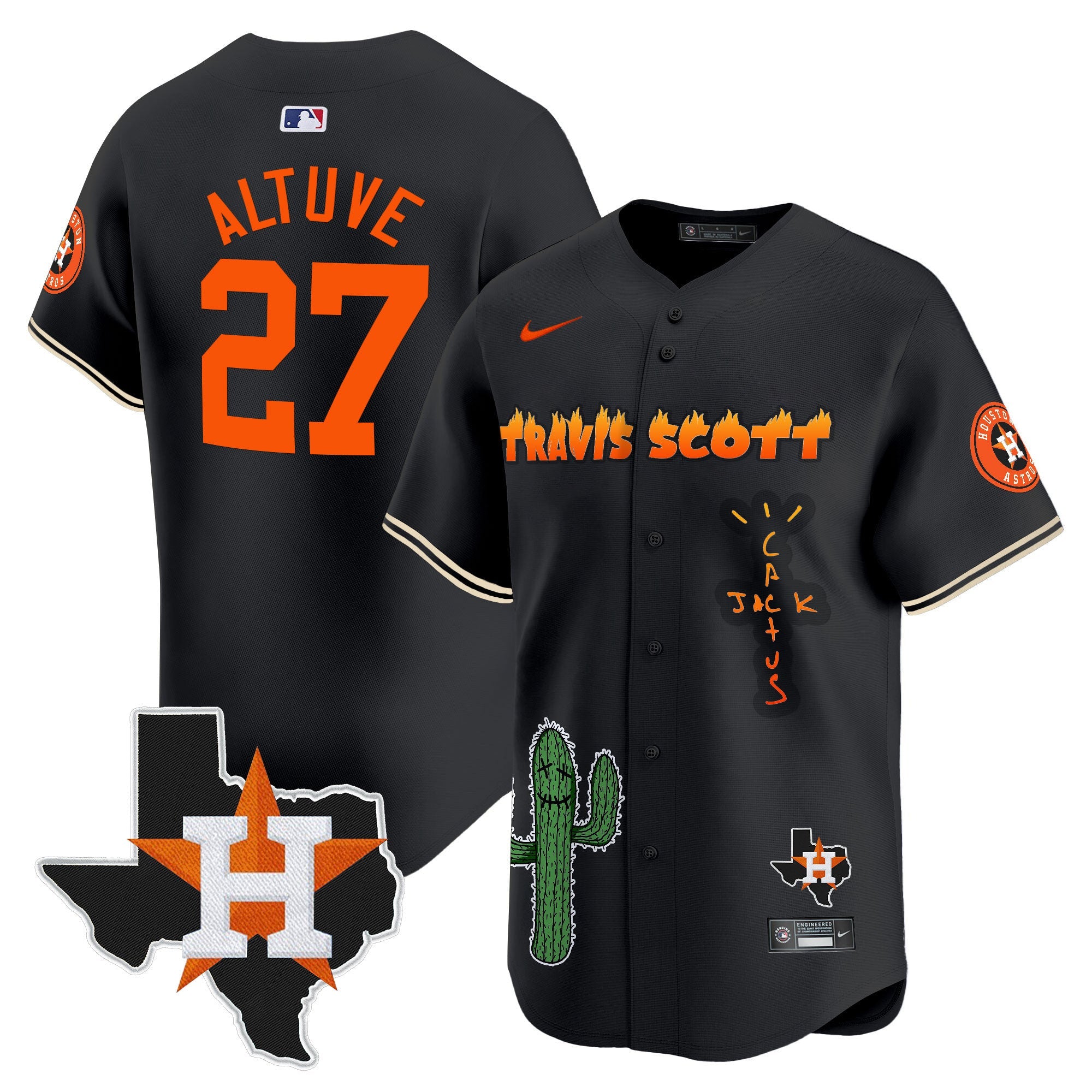 Men’s Houston Cactus Jack Patch Vapor Premier Limited Jersey V9 – Stitched