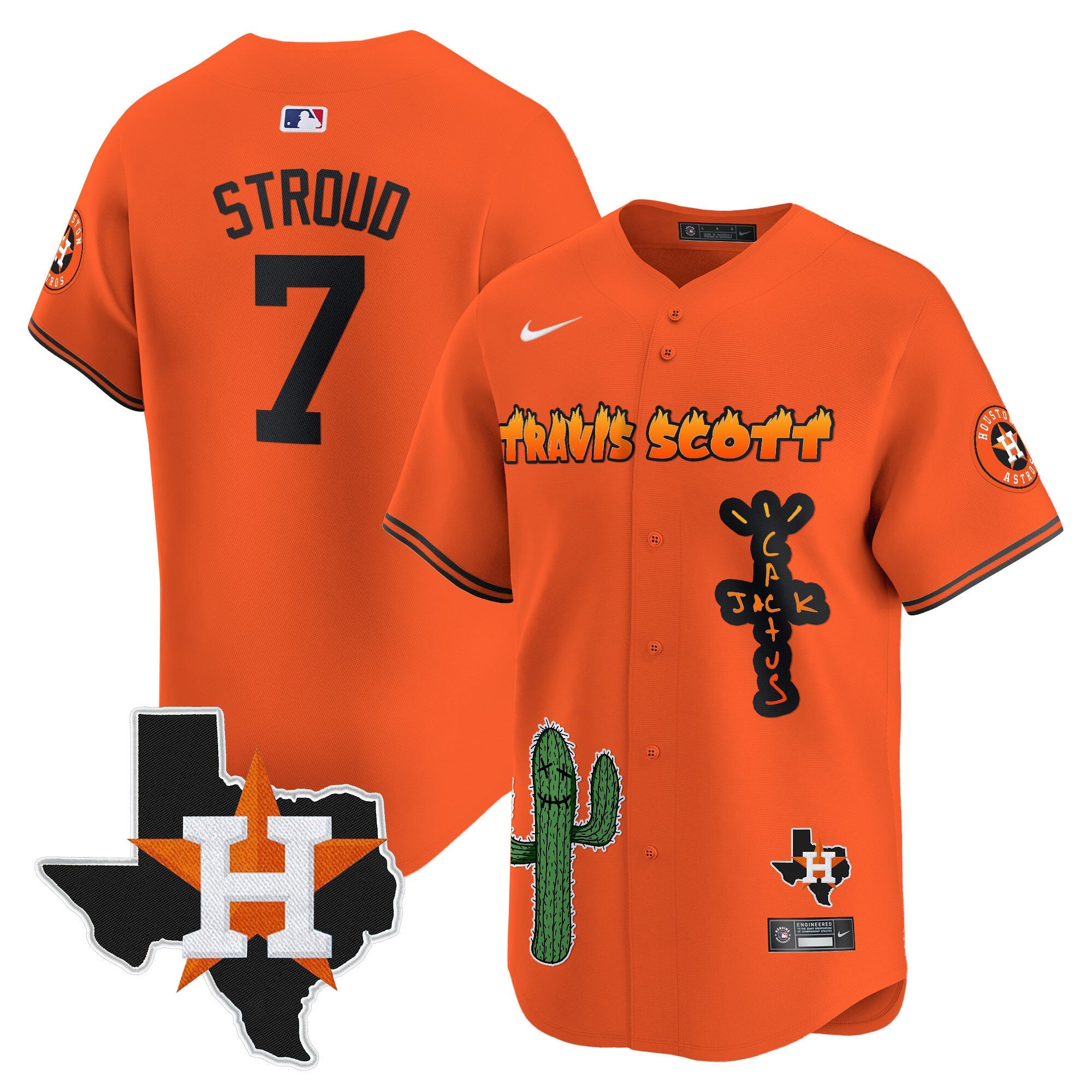 Men’s Houston Cactus Jack Patch Vapor Premier Limited Jersey V9 – Stitched