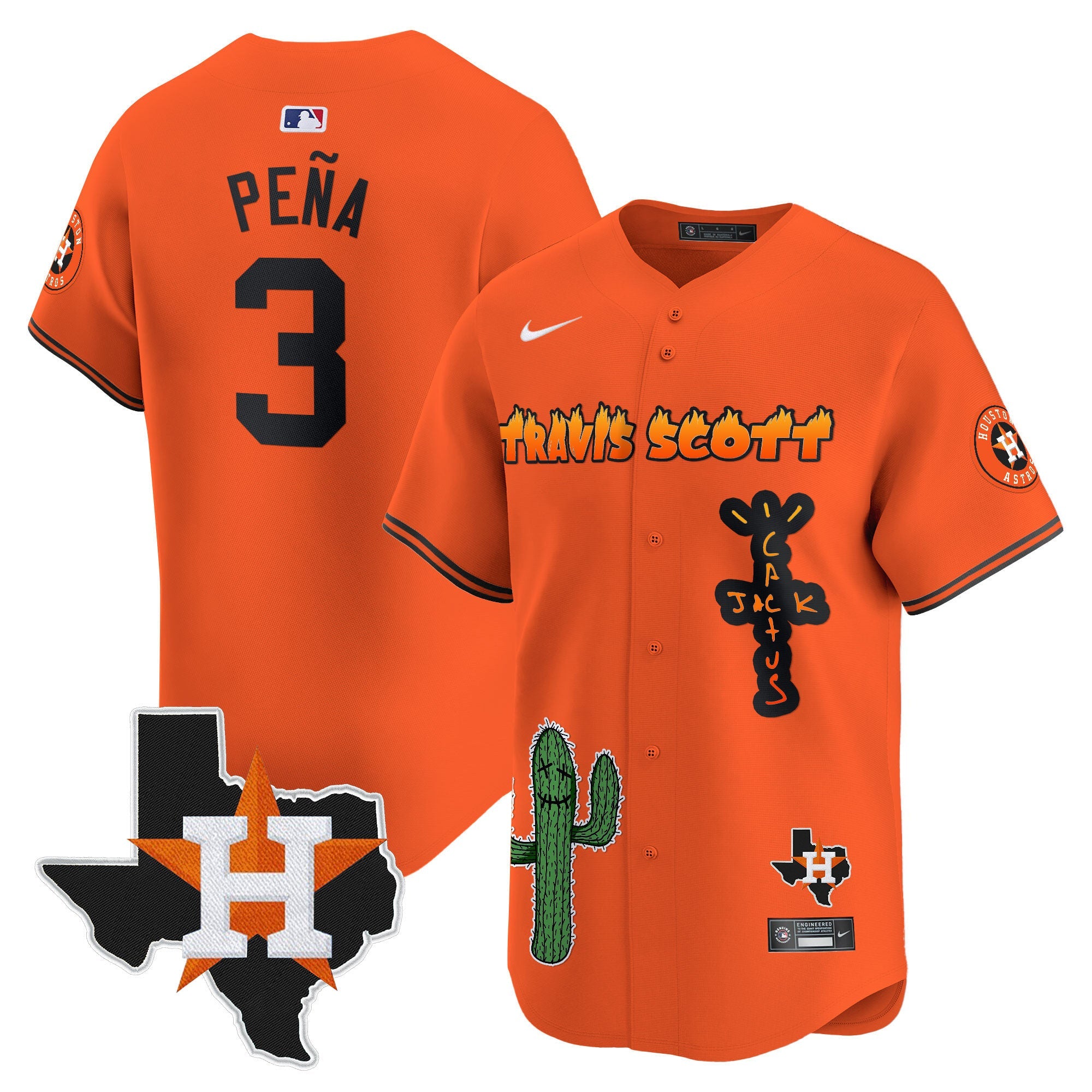 Men’s Houston Cactus Jack Patch Vapor Premier Limited Jersey V9 – Stitched