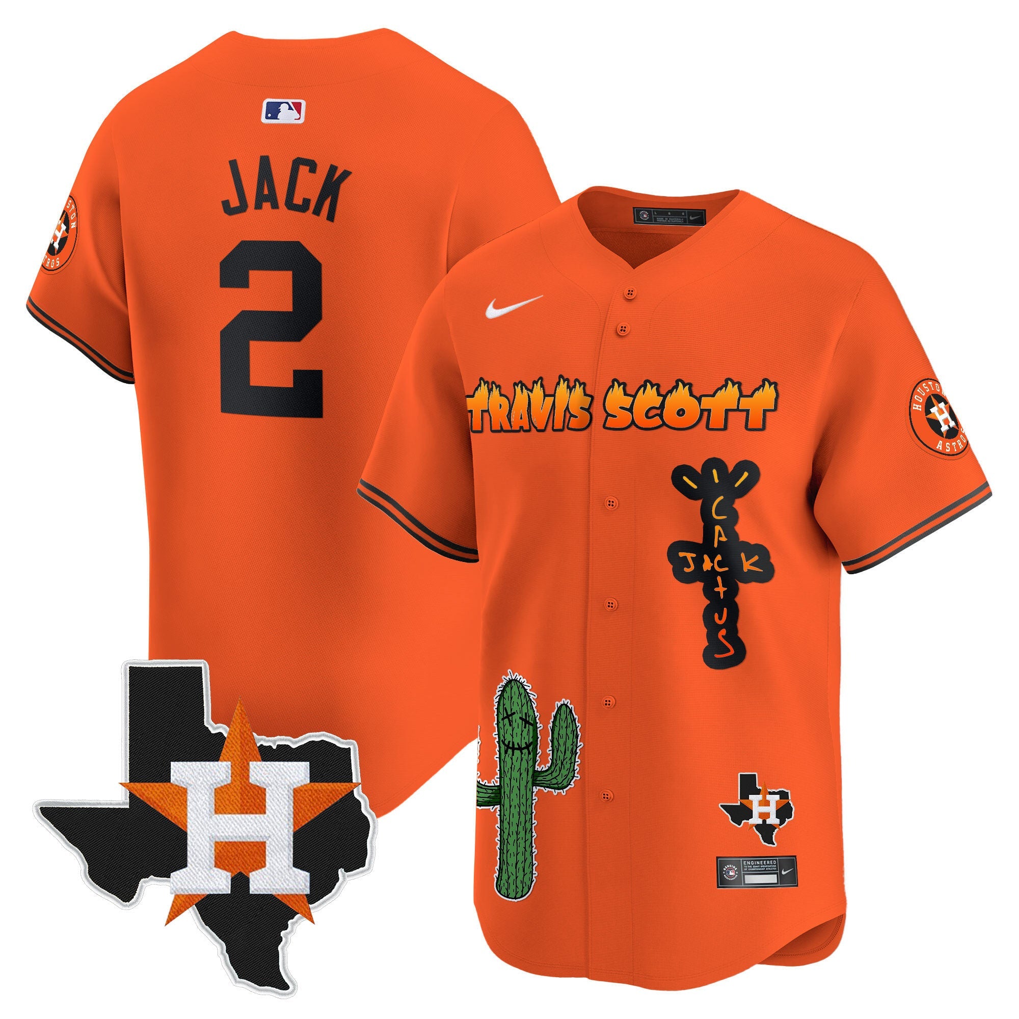 Men’s Houston Cactus Jack Patch Vapor Premier Limited Jersey V9 – Stitched