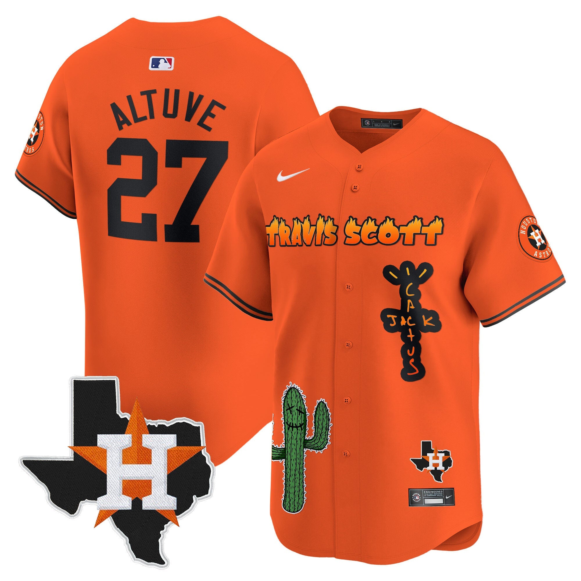 Men’s Houston Cactus Jack Patch Vapor Premier Limited Jersey V9 – Stitched