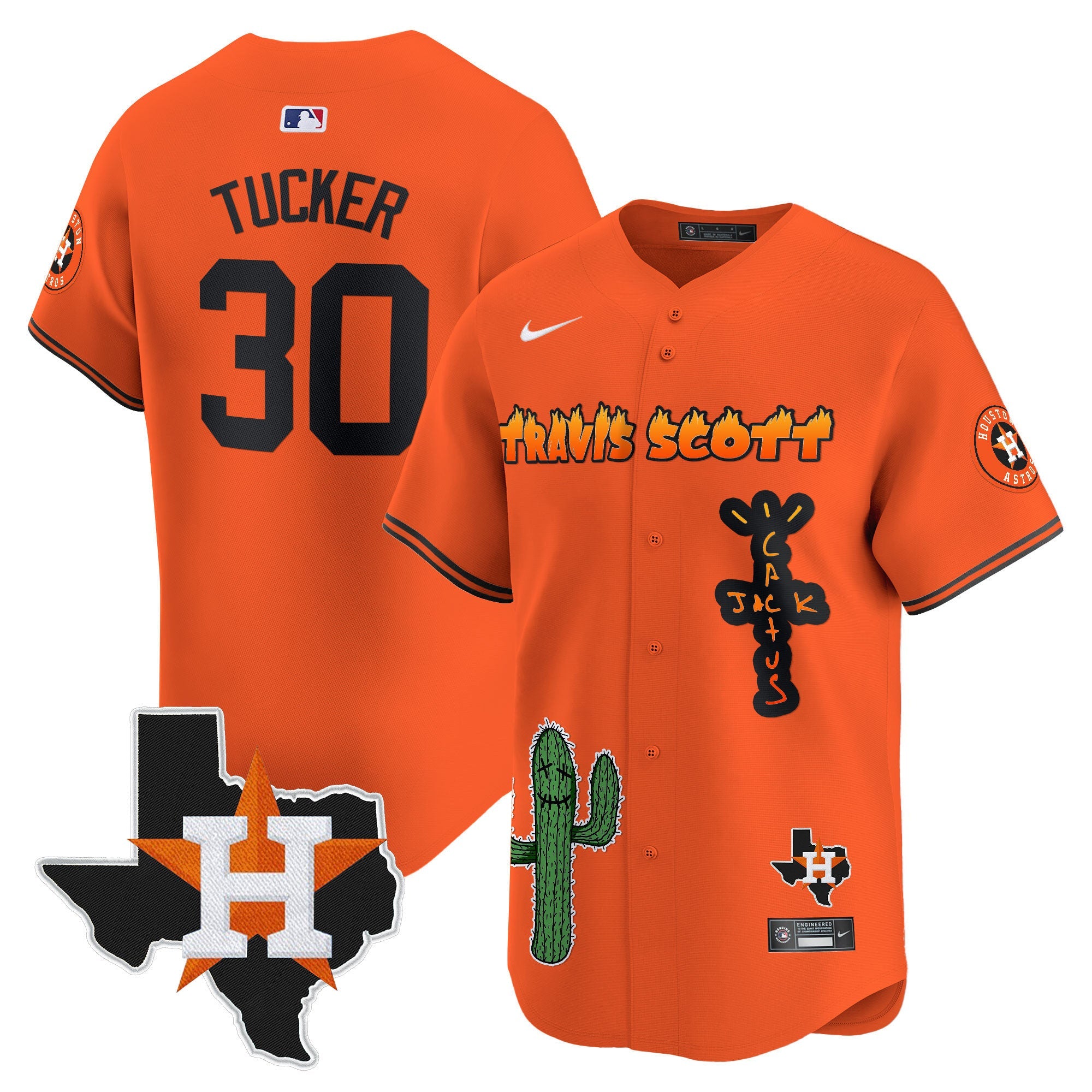 Men’s Houston Cactus Jack Patch Vapor Premier Limited Jersey V9 – Stitched