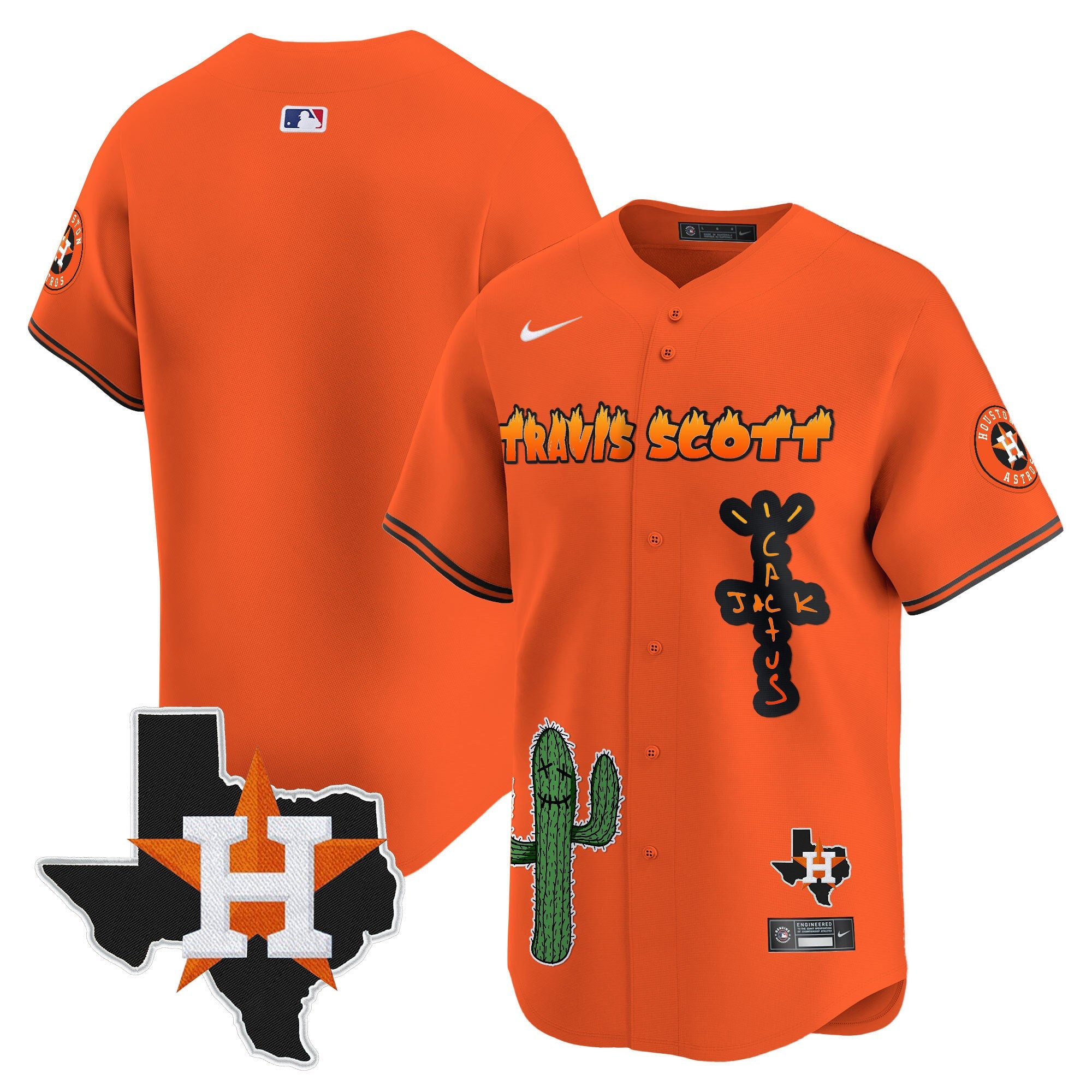 Men’s Houston Cactus Jack Patch Vapor Premier Limited Jersey V9 – Stitched