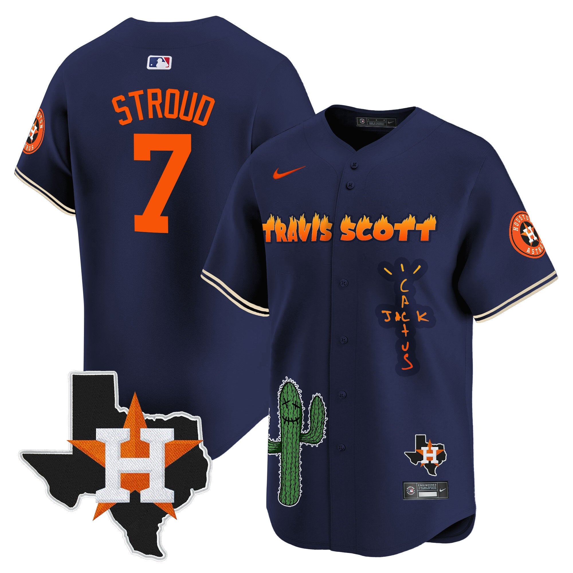 Men’s Houston Cactus Jack Patch Vapor Premier Limited Jersey V9 – Stitched