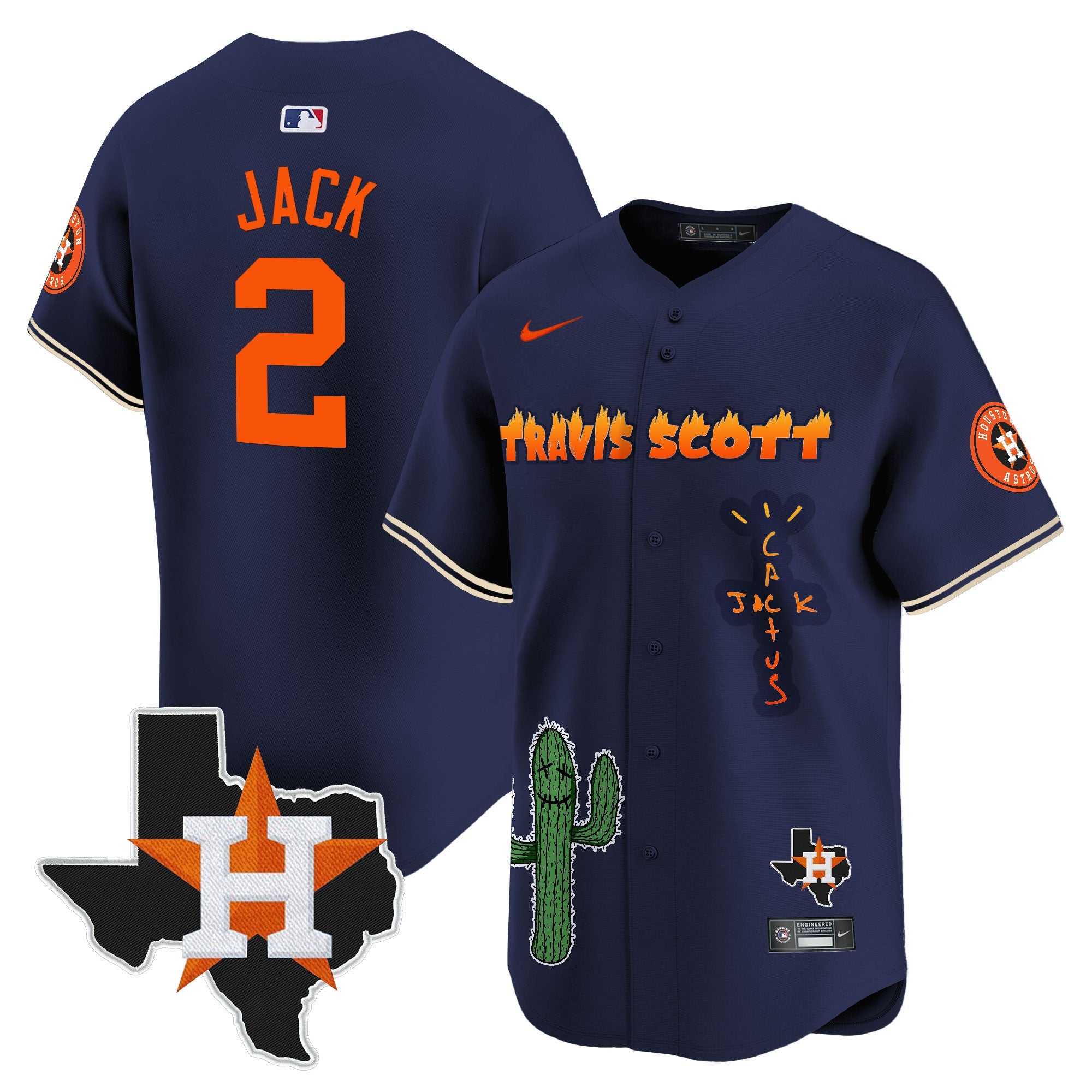 Men’s Houston Cactus Jack Patch Vapor Premier Limited Jersey V9 – Stitched