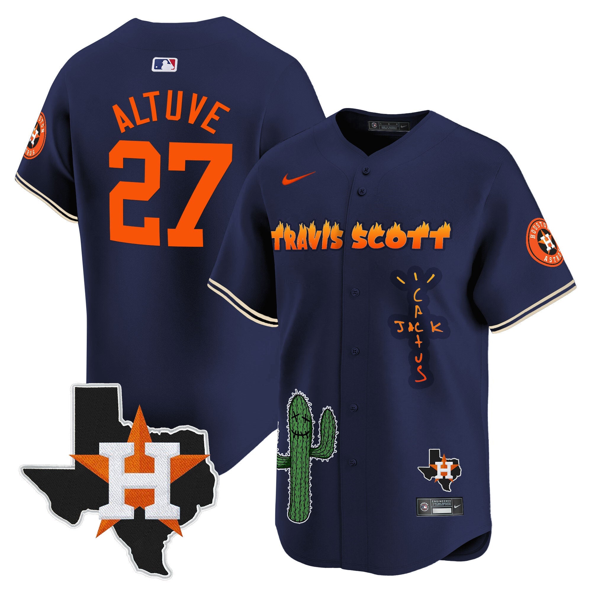 Men’s Houston Cactus Jack Patch Vapor Premier Limited Jersey V9 – Stitched