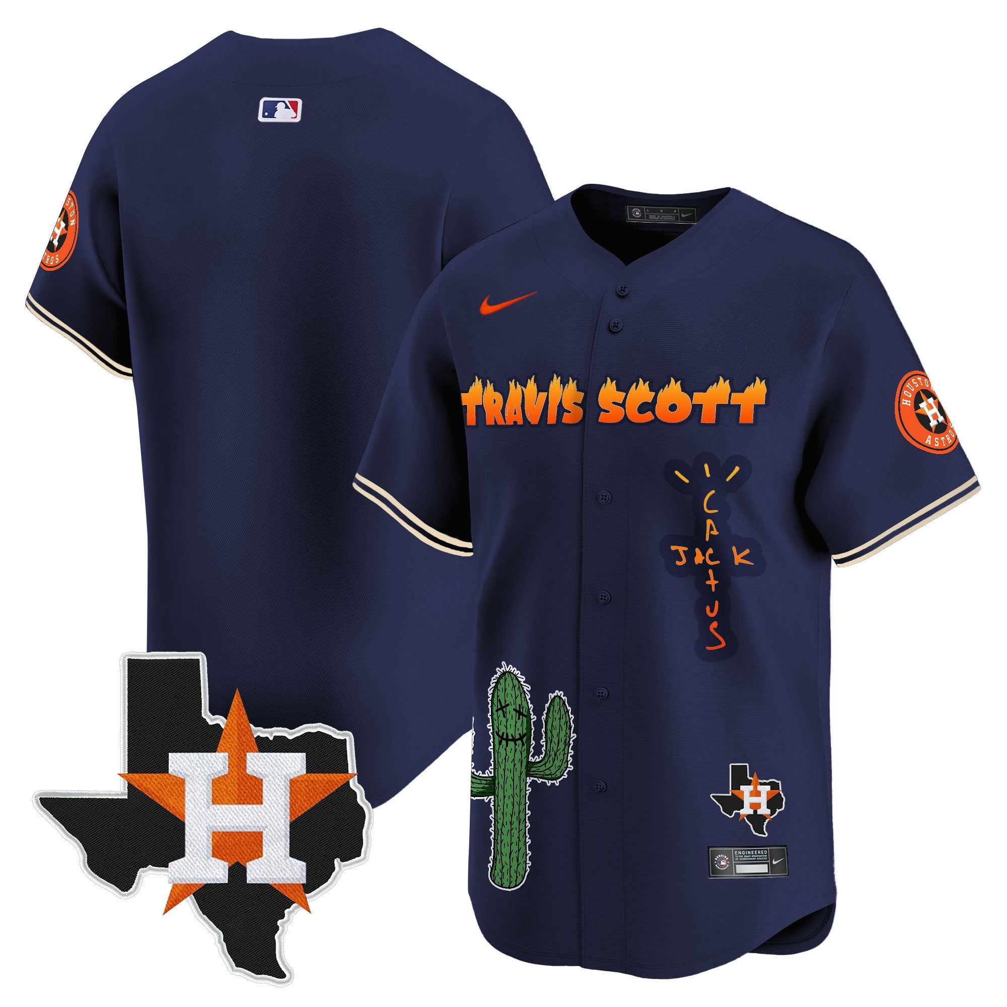 Men’s Houston Cactus Jack Patch Vapor Premier Limited Jersey V9 – Stitched