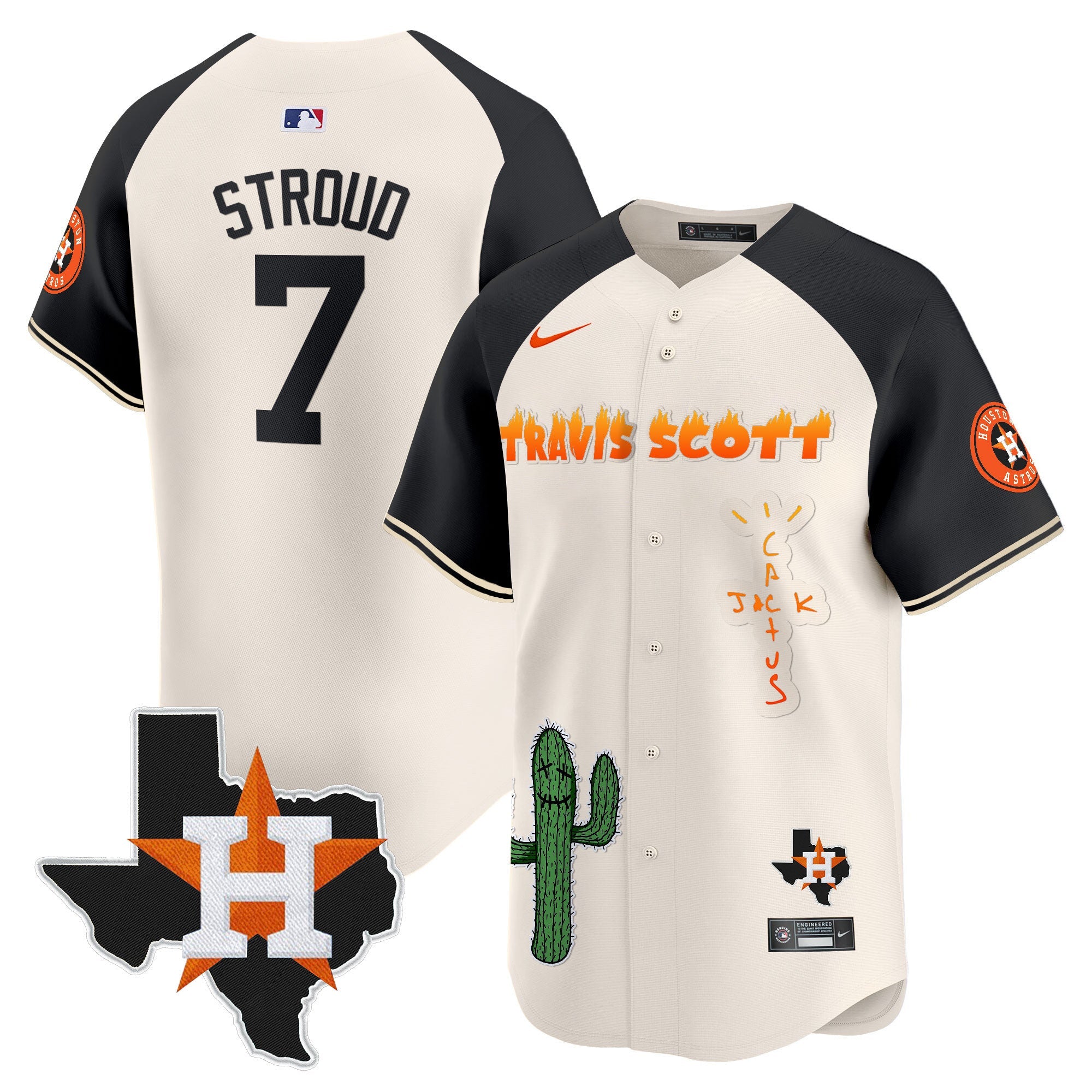 Men’s Houston Cactus Jack Patch Vapor Premier Limited Jersey V9 – Stitched