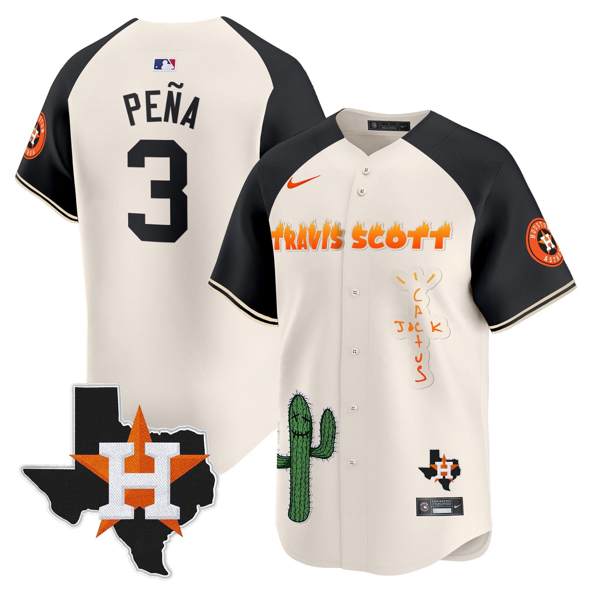 Men’s Houston Cactus Jack Patch Vapor Premier Limited Jersey V9 – Stitched