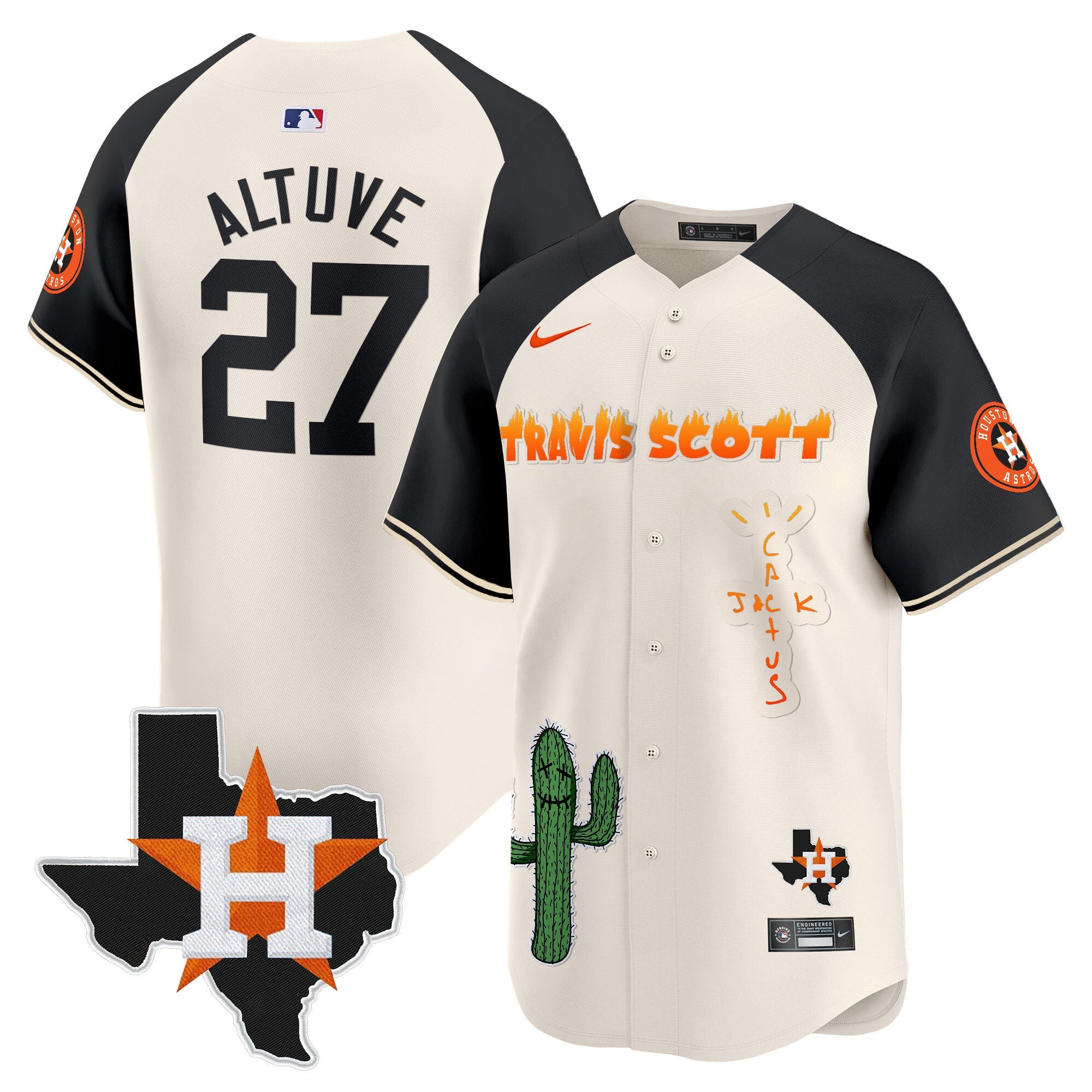 Men’s Houston Cactus Jack Patch Vapor Premier Limited Jersey V9 – Stitched