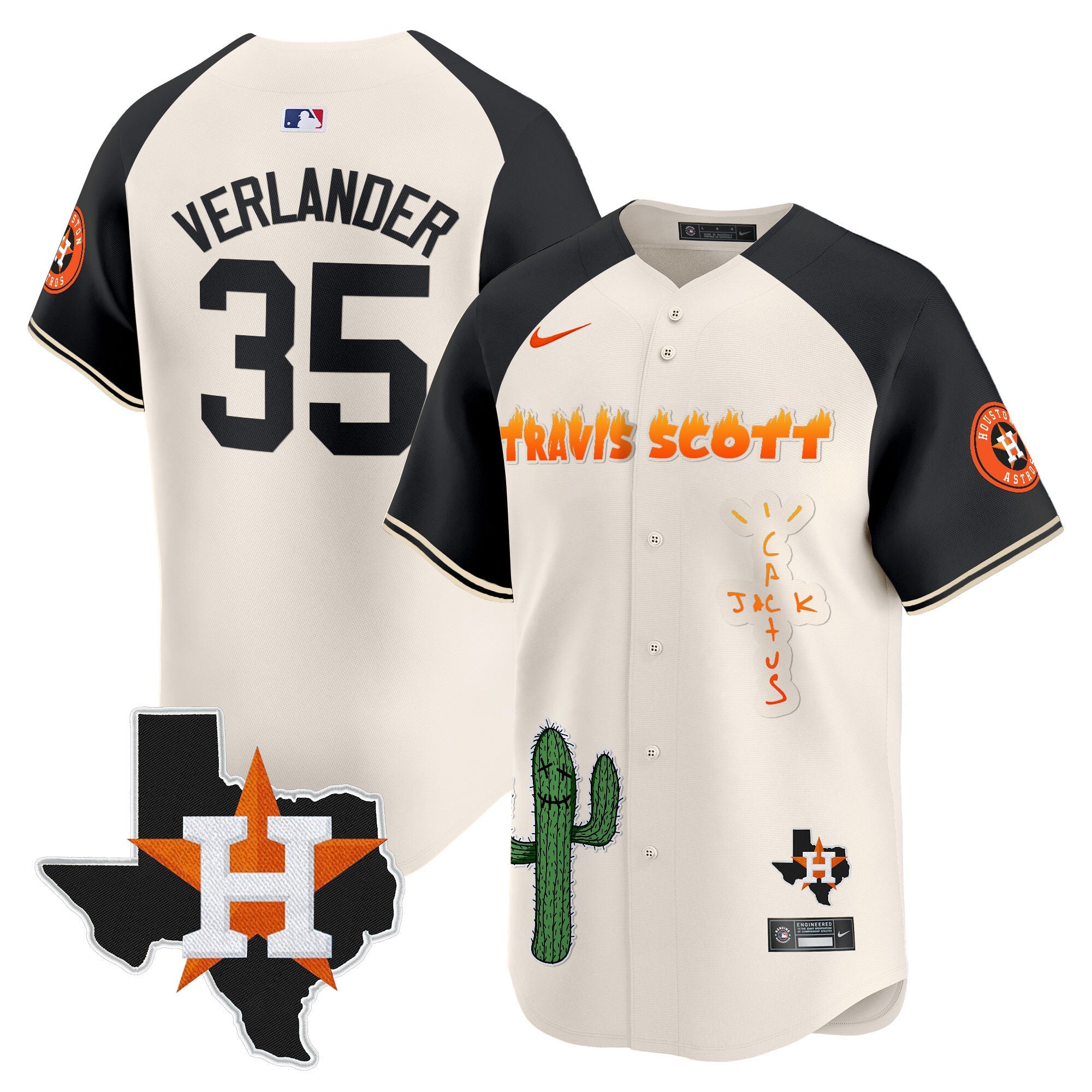 Men’s Houston Cactus Jack Patch Vapor Premier Limited Jersey V9 – Stitched