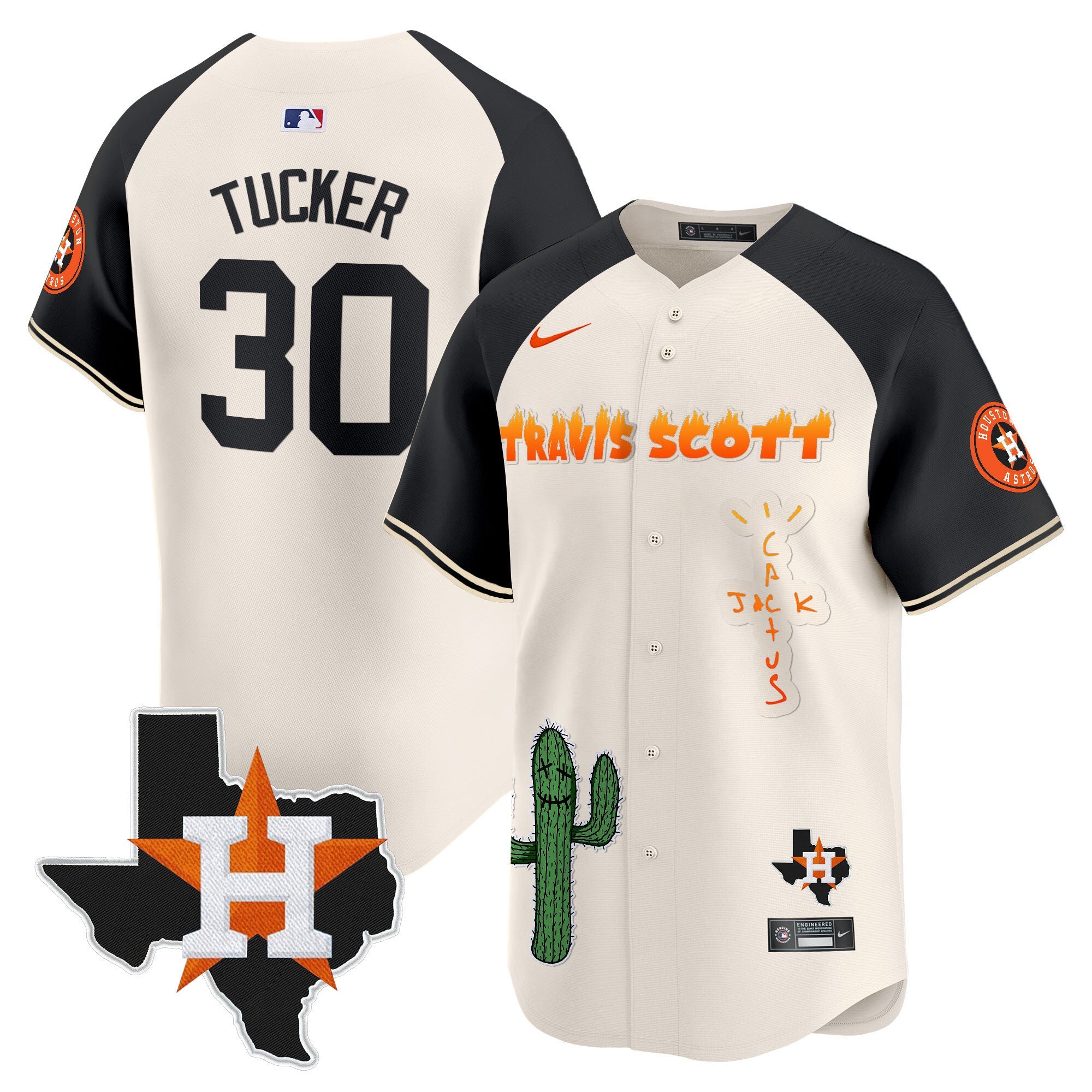 Men’s Houston Cactus Jack Patch Vapor Premier Limited Jersey V9 – Stitched