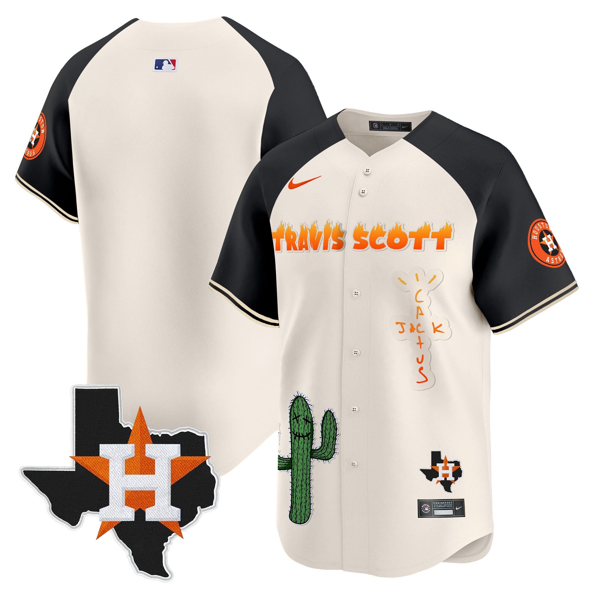 Men’s Houston Cactus Jack Patch Vapor Premier Limited Jersey V9 – Stitched