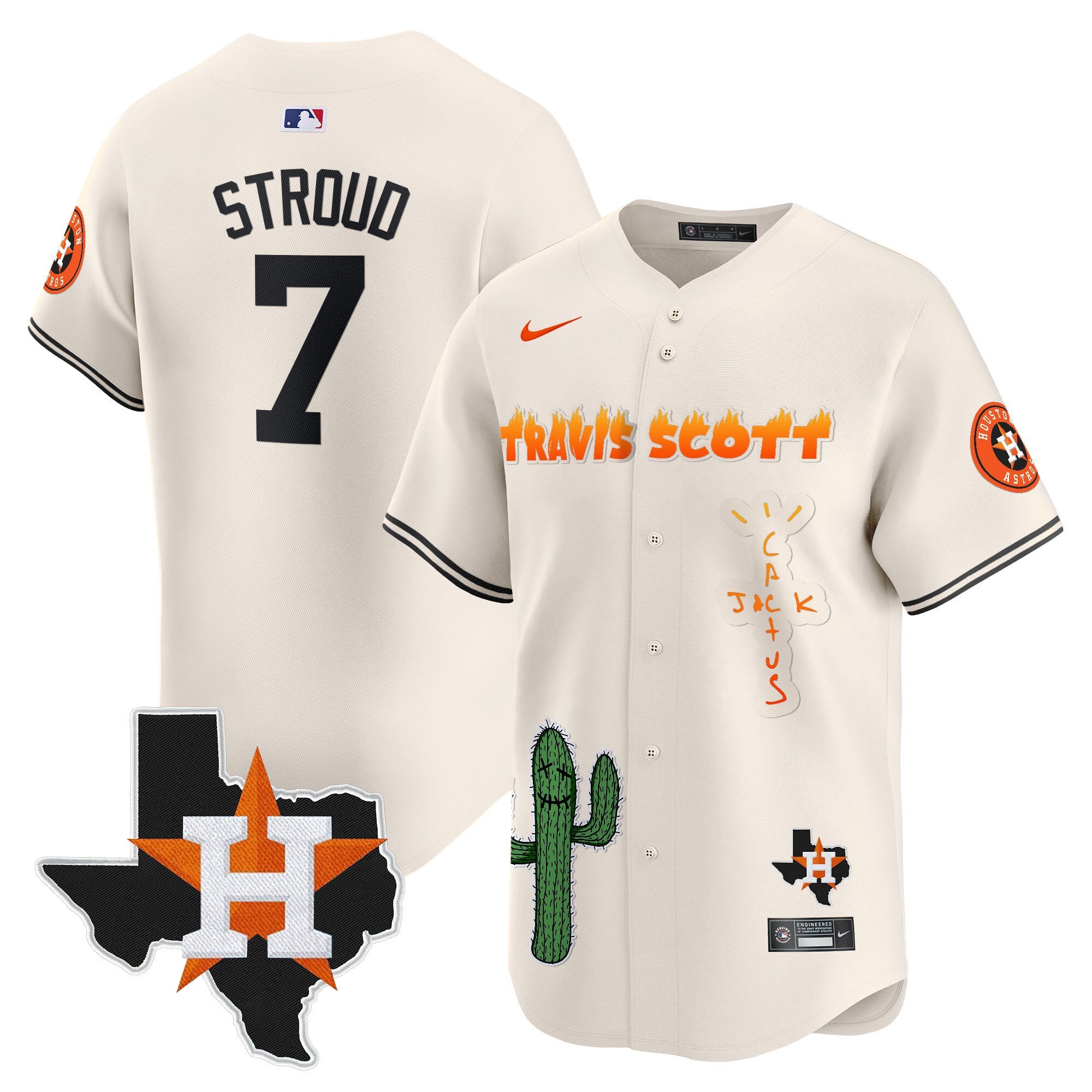 Men’s Houston Cactus Jack Patch Vapor Premier Limited Jersey V9 – Stitched