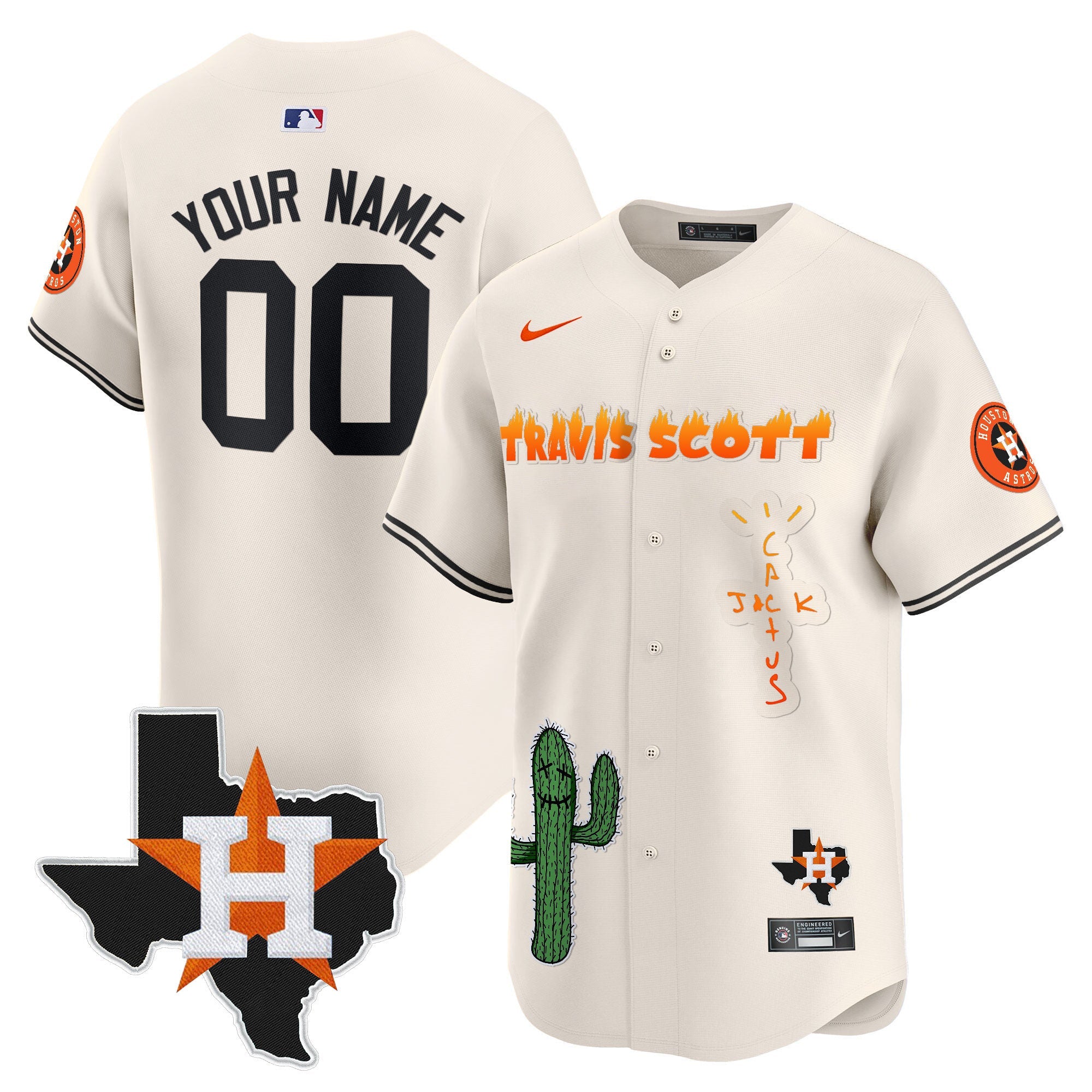 Houston Cactus Jack Patch Vapor Premier Limited Custom Jersey V9 – Stitched