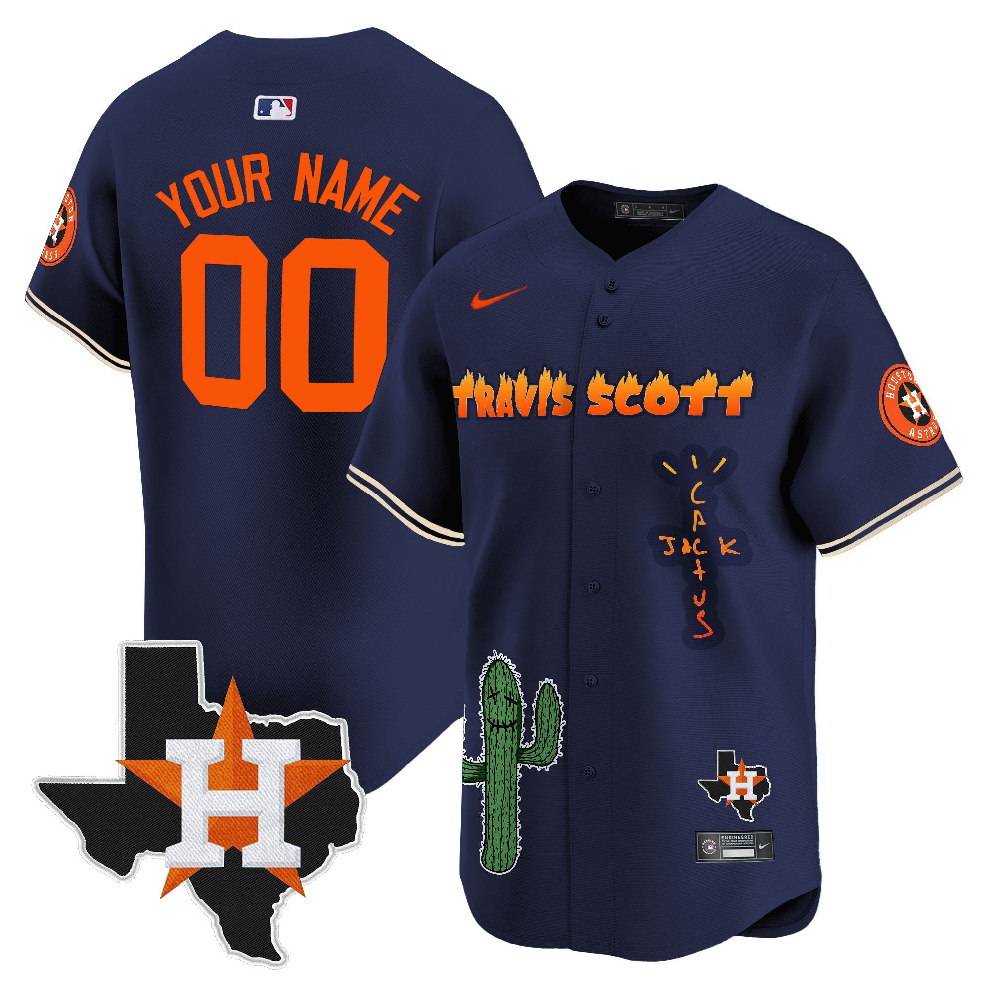 Houston Cactus Jack Patch Vapor Premier Limited Custom Jersey V9 – Stitched