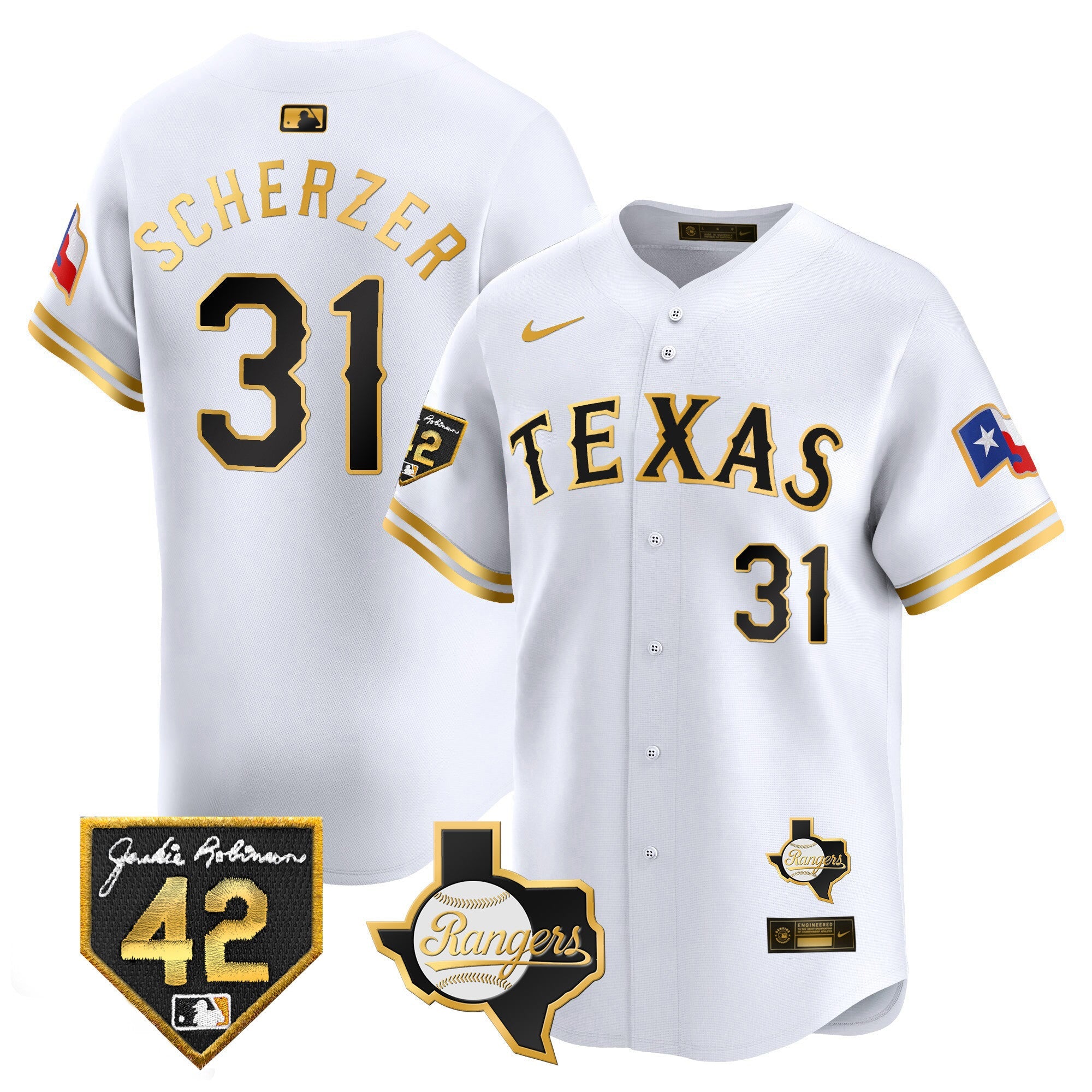 Men’s Texas 2024 Jackie Robinson Patch Vapor Premier Limited Jersey