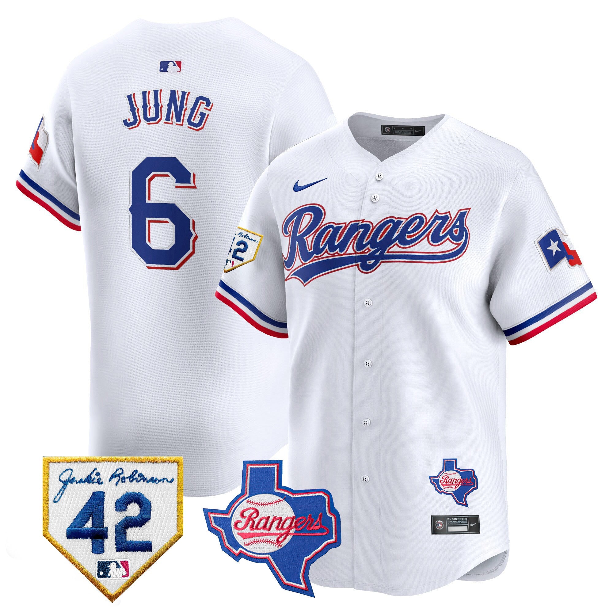Men’s Texas 2024 Jackie Robinson Patch Vapor Premier Limited Jersey