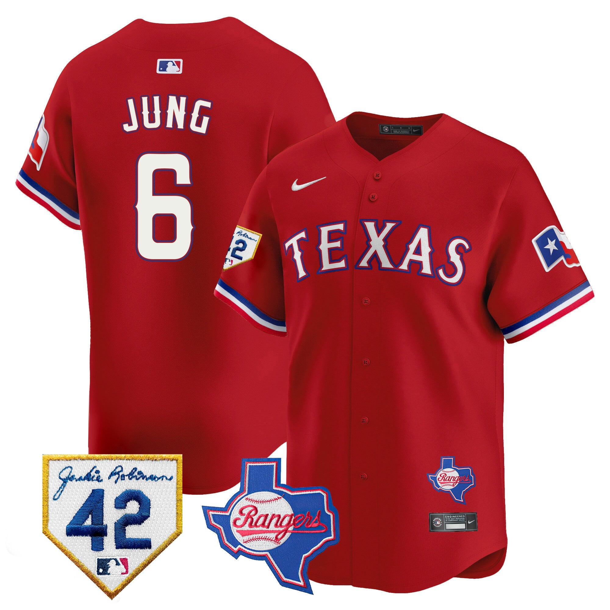 Men’s Texas 2024 Jackie Robinson Patch Vapor Premier Limited Jersey