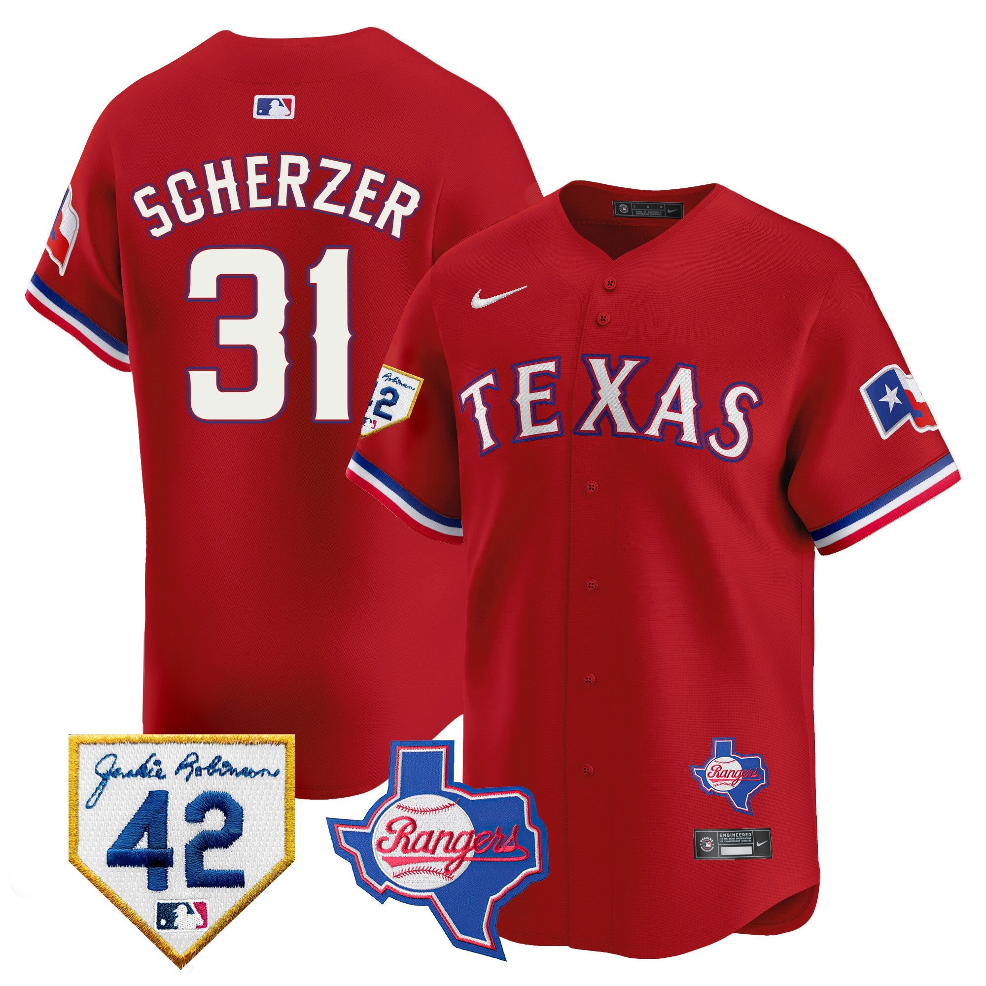 Men’s Texas 2024 Jackie Robinson Patch Vapor Premier Limited Jersey