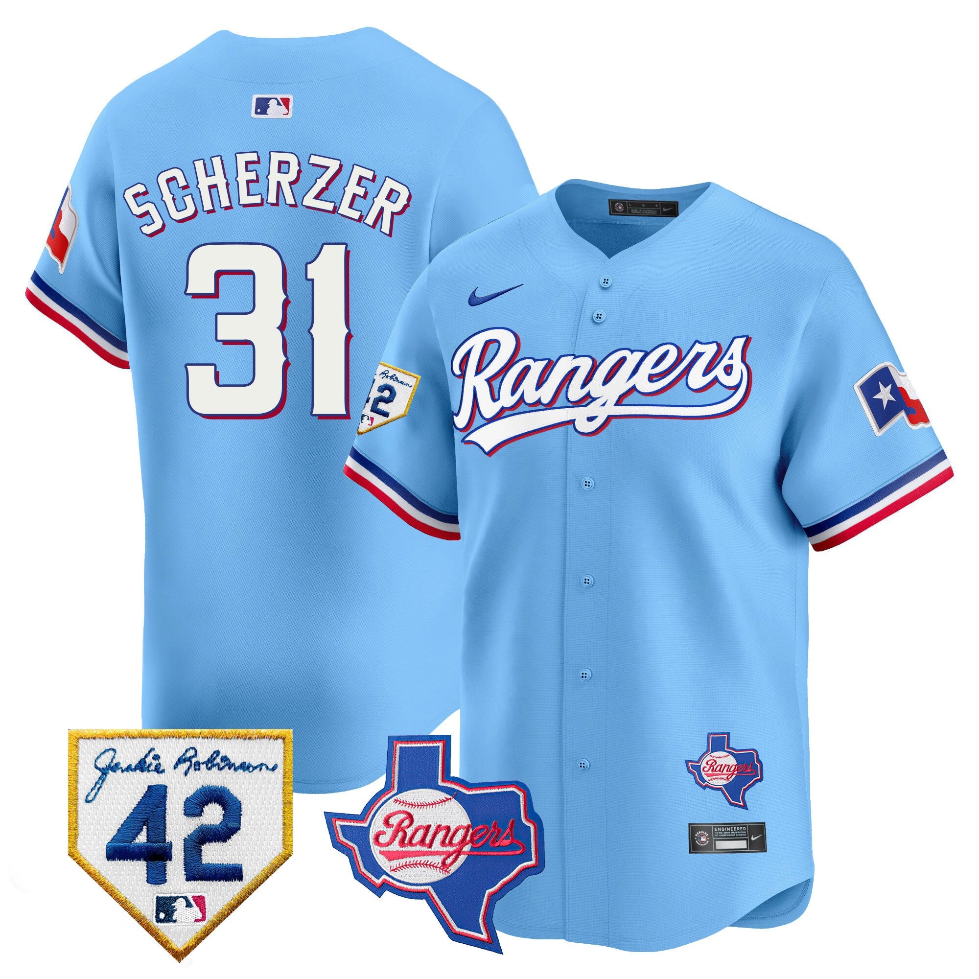 Men’s Texas 2024 Jackie Robinson Patch Vapor Premier Limited Jersey