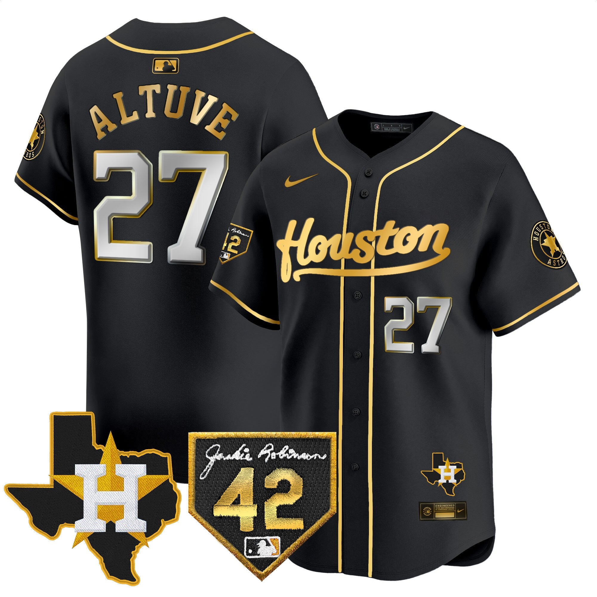 Men’s Houston 2024 Jackie Robinson Patch Vapor Premier Limited Jersey