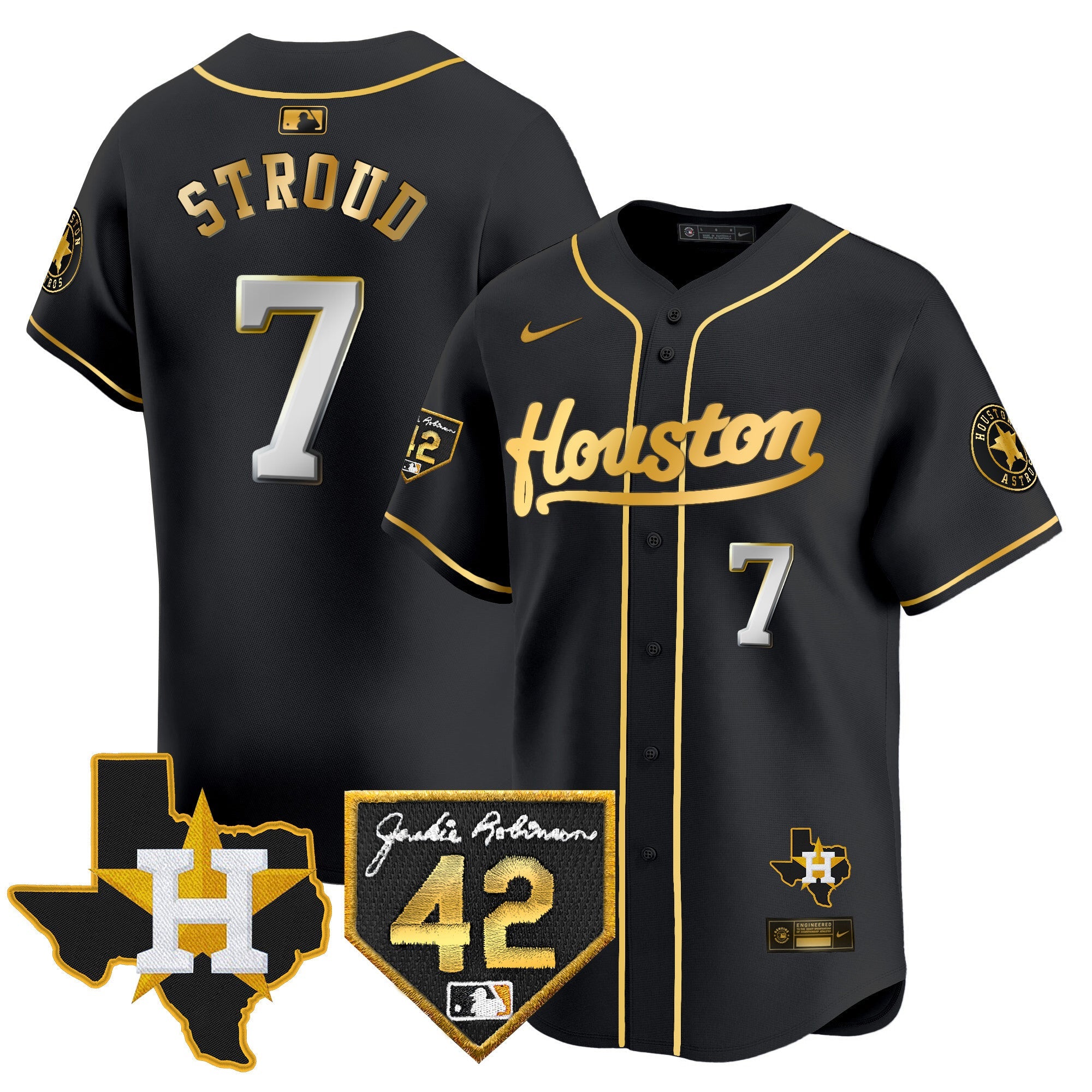 Men’s Houston 2024 Jackie Robinson Patch Vapor Premier Limited Jersey