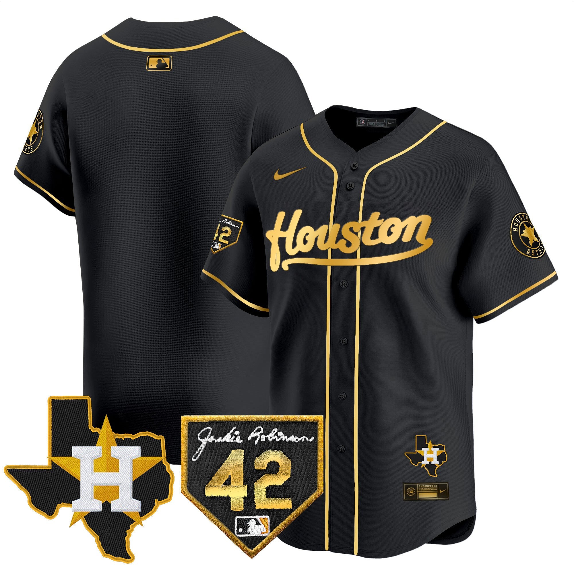 Men’s Houston 2024 Jackie Robinson Patch Vapor Premier Limited Jersey