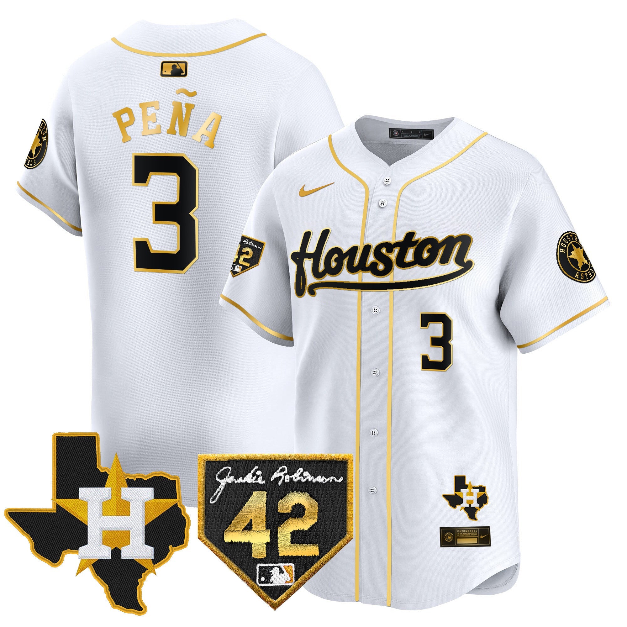 Men’s Houston 2024 Jackie Robinson Patch Vapor Premier Limited Jersey