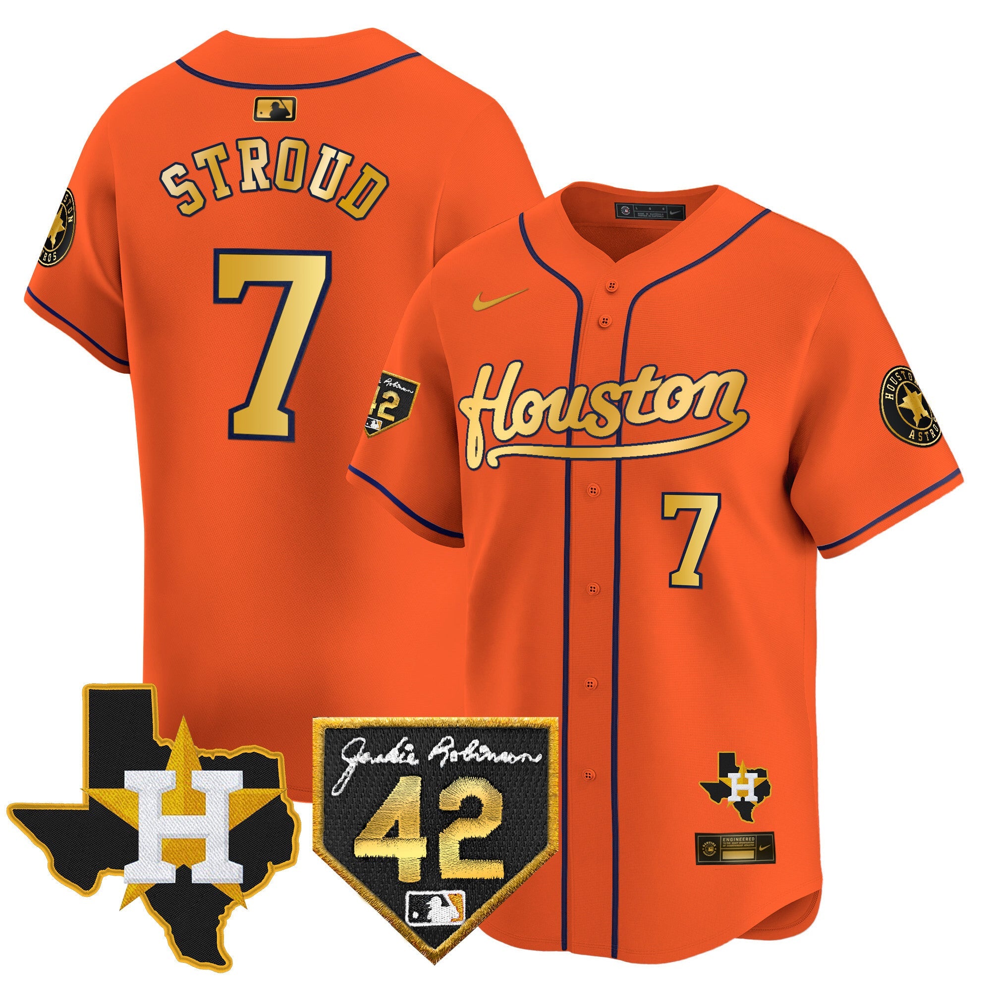 Men’s Houston 2024 Jackie Robinson Patch Vapor Premier Limited Jersey