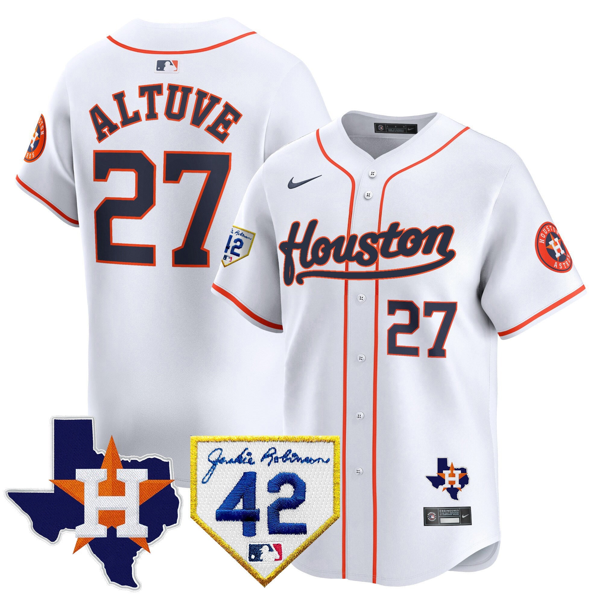 Men’s Houston 2024 Jackie Robinson Patch Vapor Premier Limited Jersey