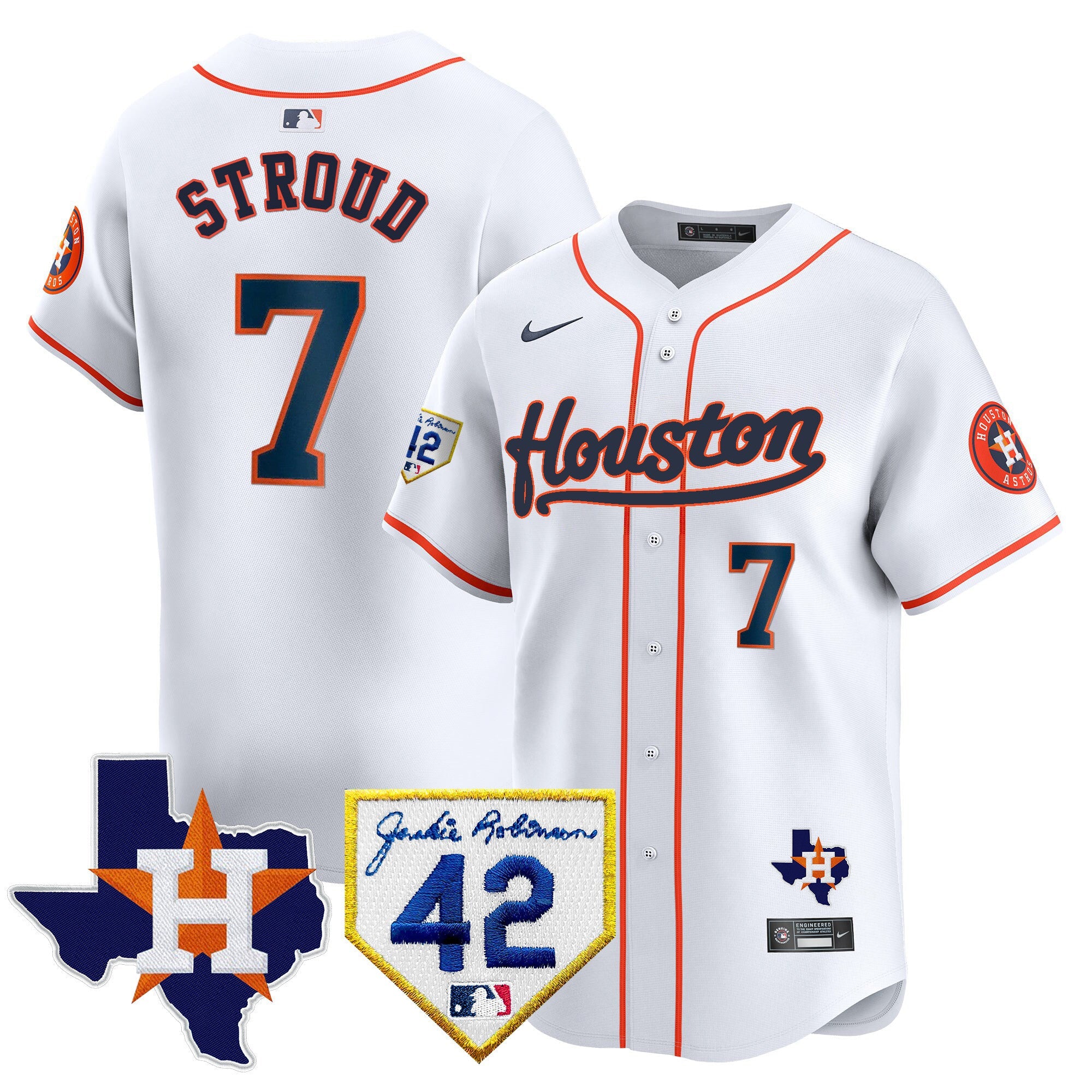 Men’s Houston 2024 Jackie Robinson Patch Vapor Premier Limited Jersey