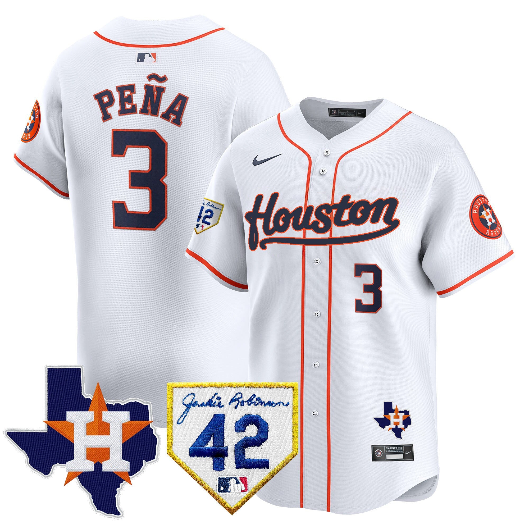 Men’s Houston 2024 Jackie Robinson Patch Vapor Premier Limited Jersey