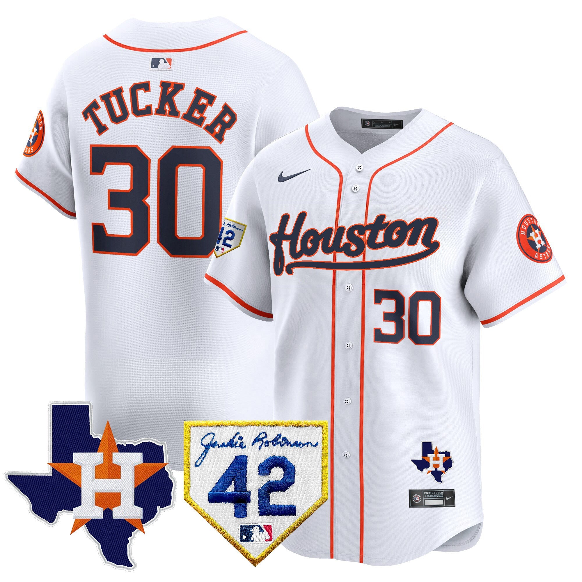 Men’s Houston 2024 Jackie Robinson Patch Vapor Premier Limited Jersey