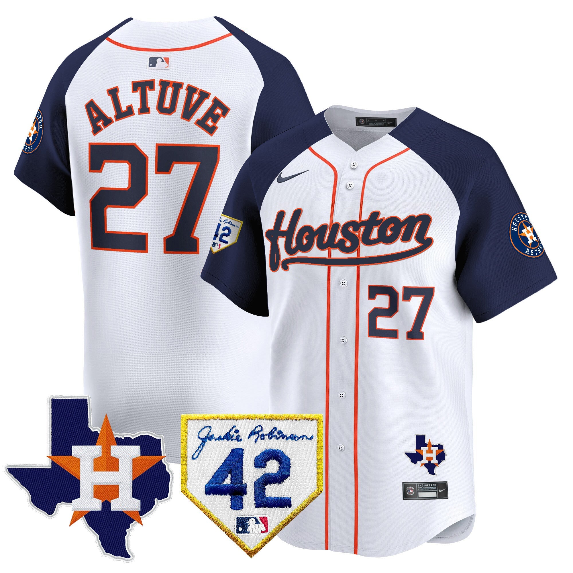 Men’s Houston 2024 Jackie Robinson Patch Vapor Premier Limited Jersey