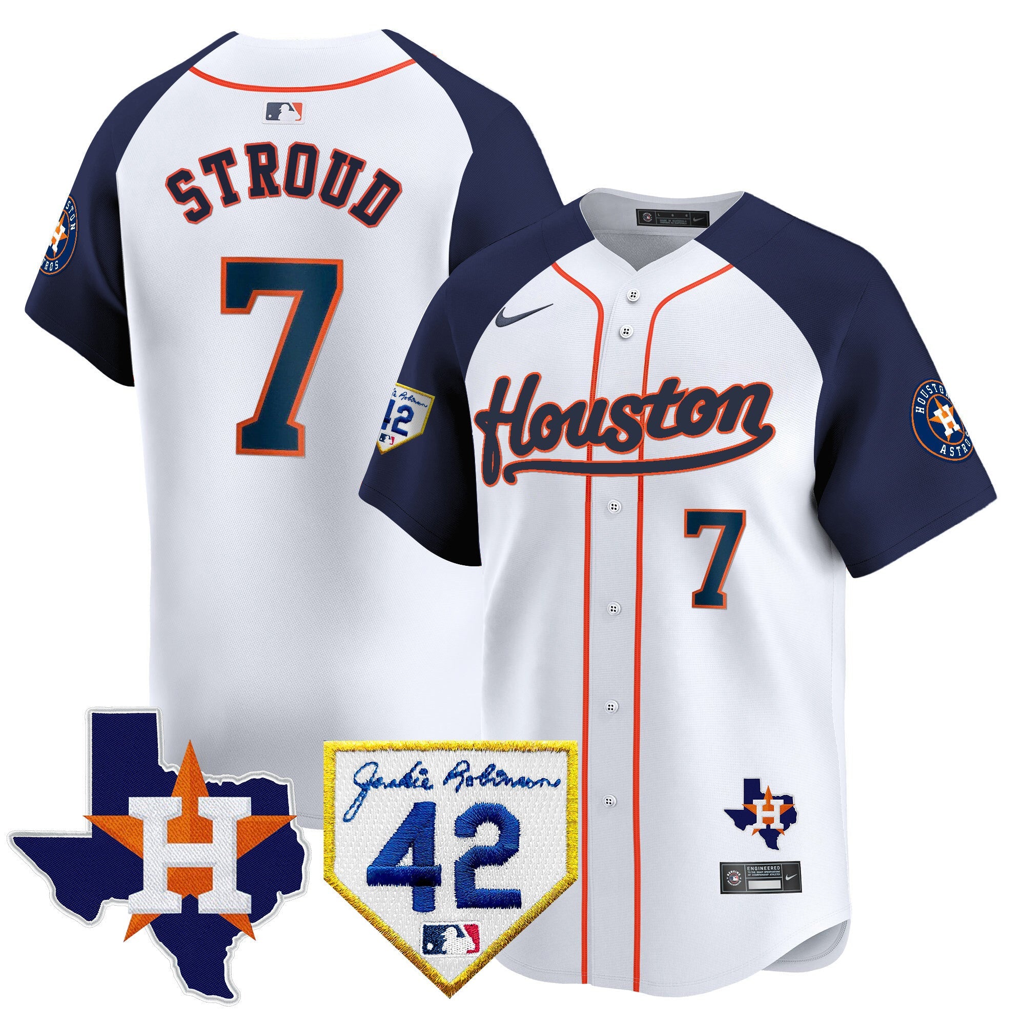 Men’s Houston 2024 Jackie Robinson Patch Vapor Premier Limited Jersey