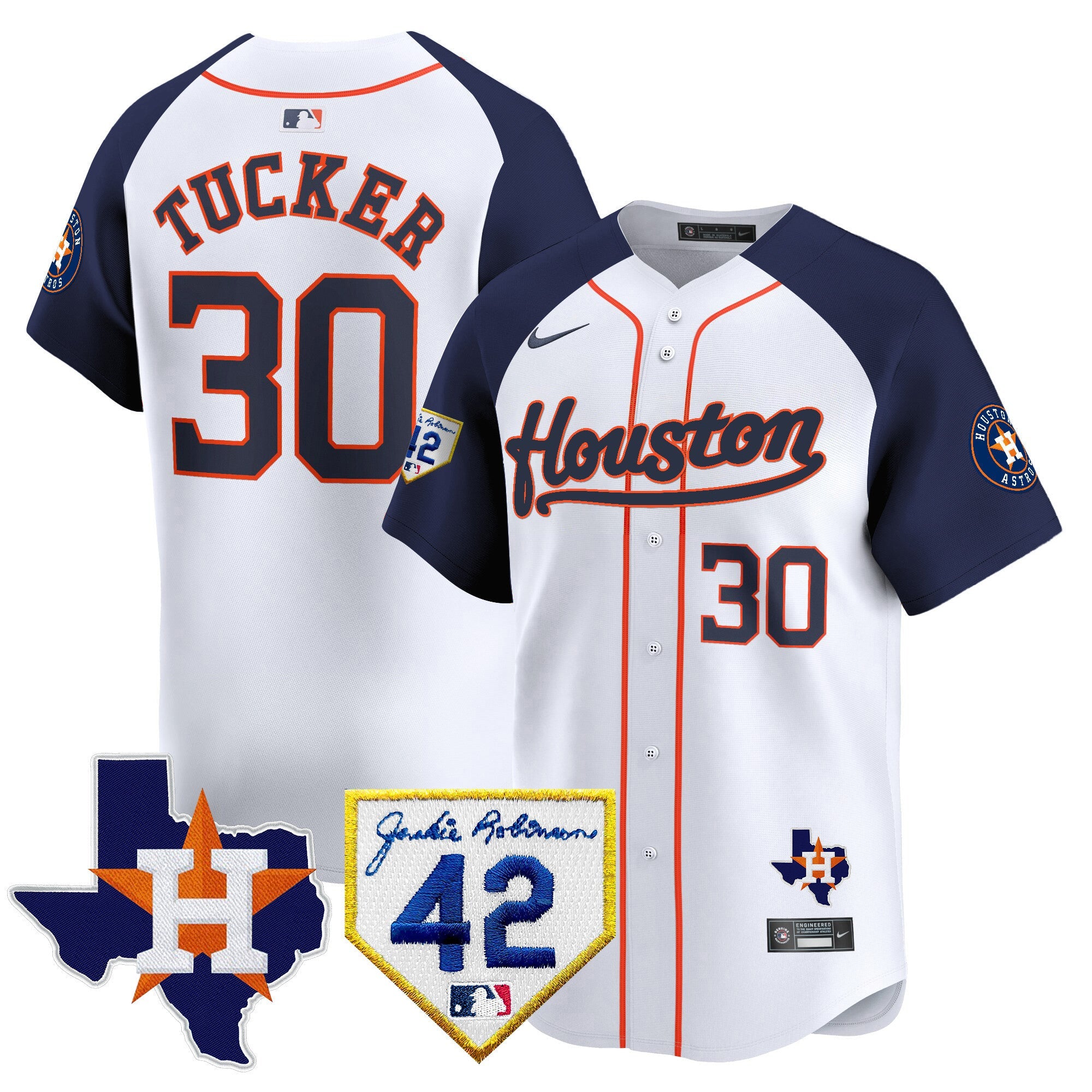 Men’s Houston 2024 Jackie Robinson Patch Vapor Premier Limited Jersey