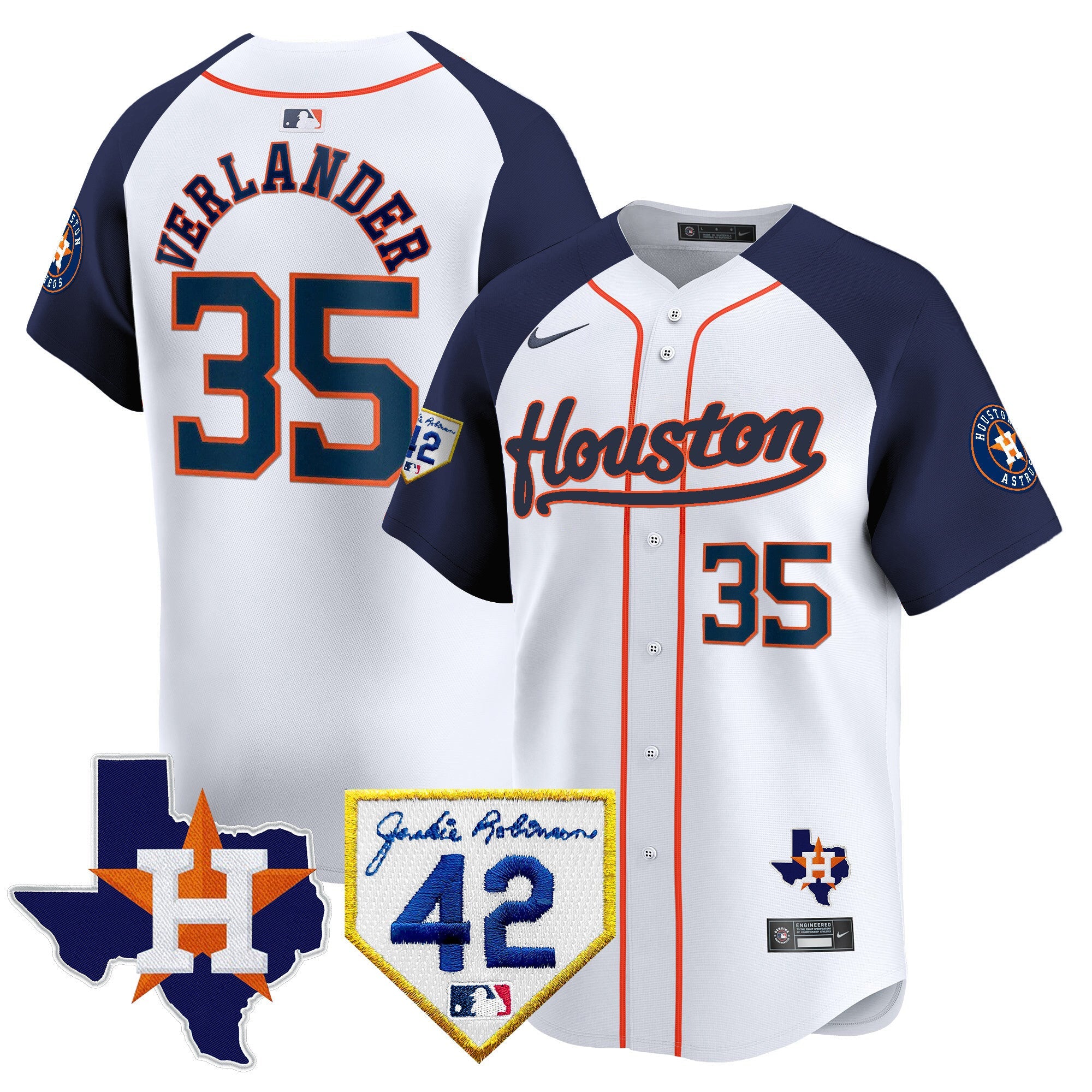 Men’s Houston 2024 Jackie Robinson Patch Vapor Premier Limited Jersey