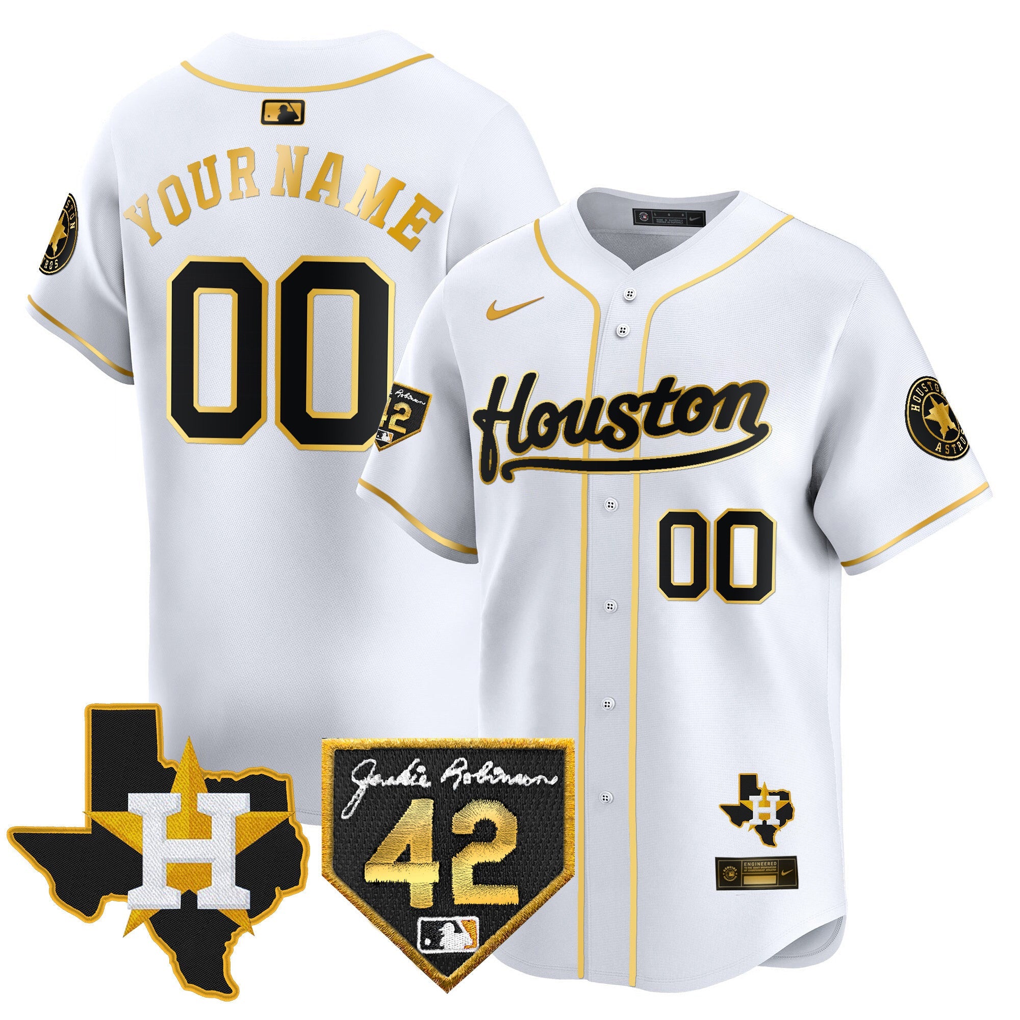 Houston 2024 Jackie Robinson Patch Vapor Premier Limited Custom Jersey