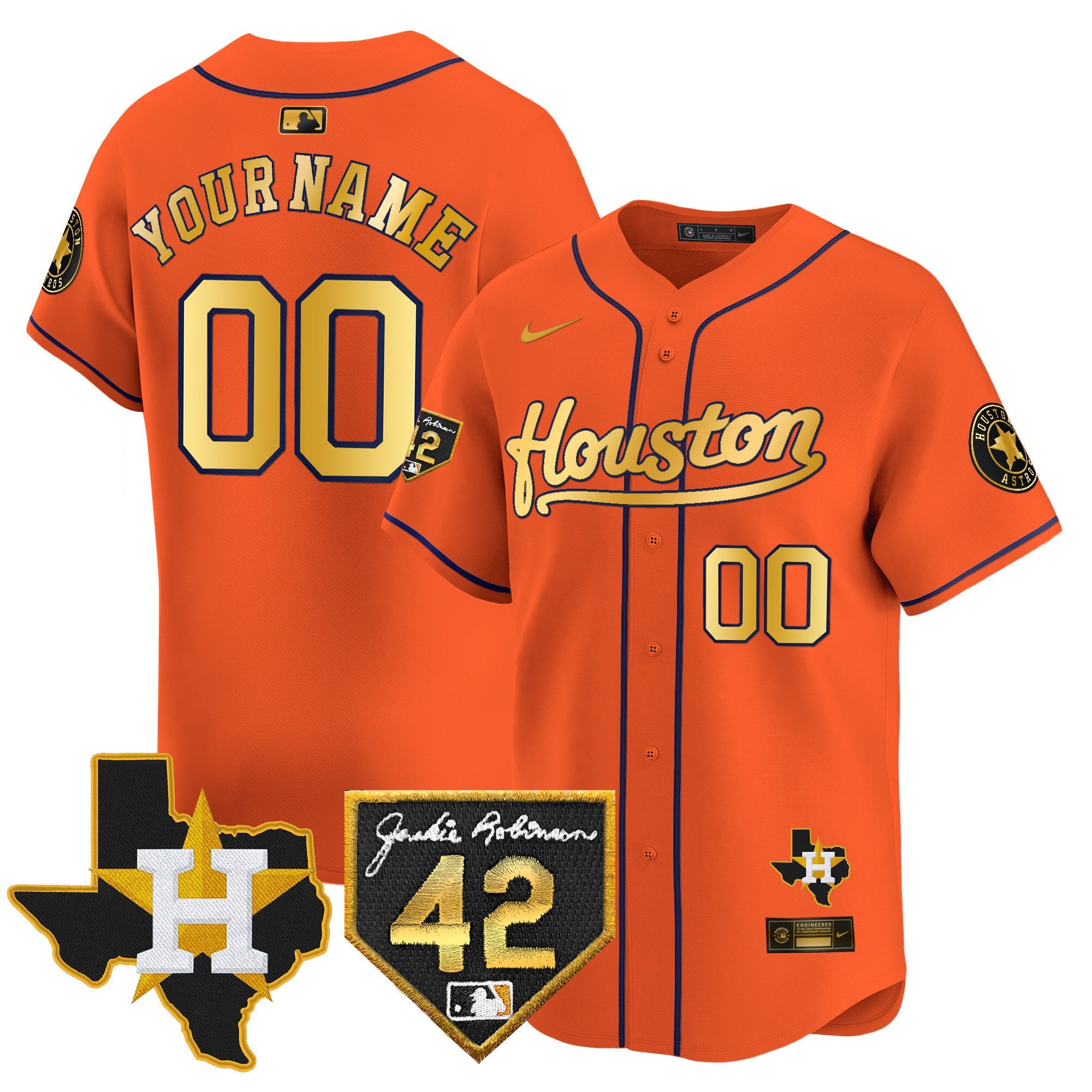 Houston 2024 Jackie Robinson Patch Vapor Premier Limited Custom Jersey