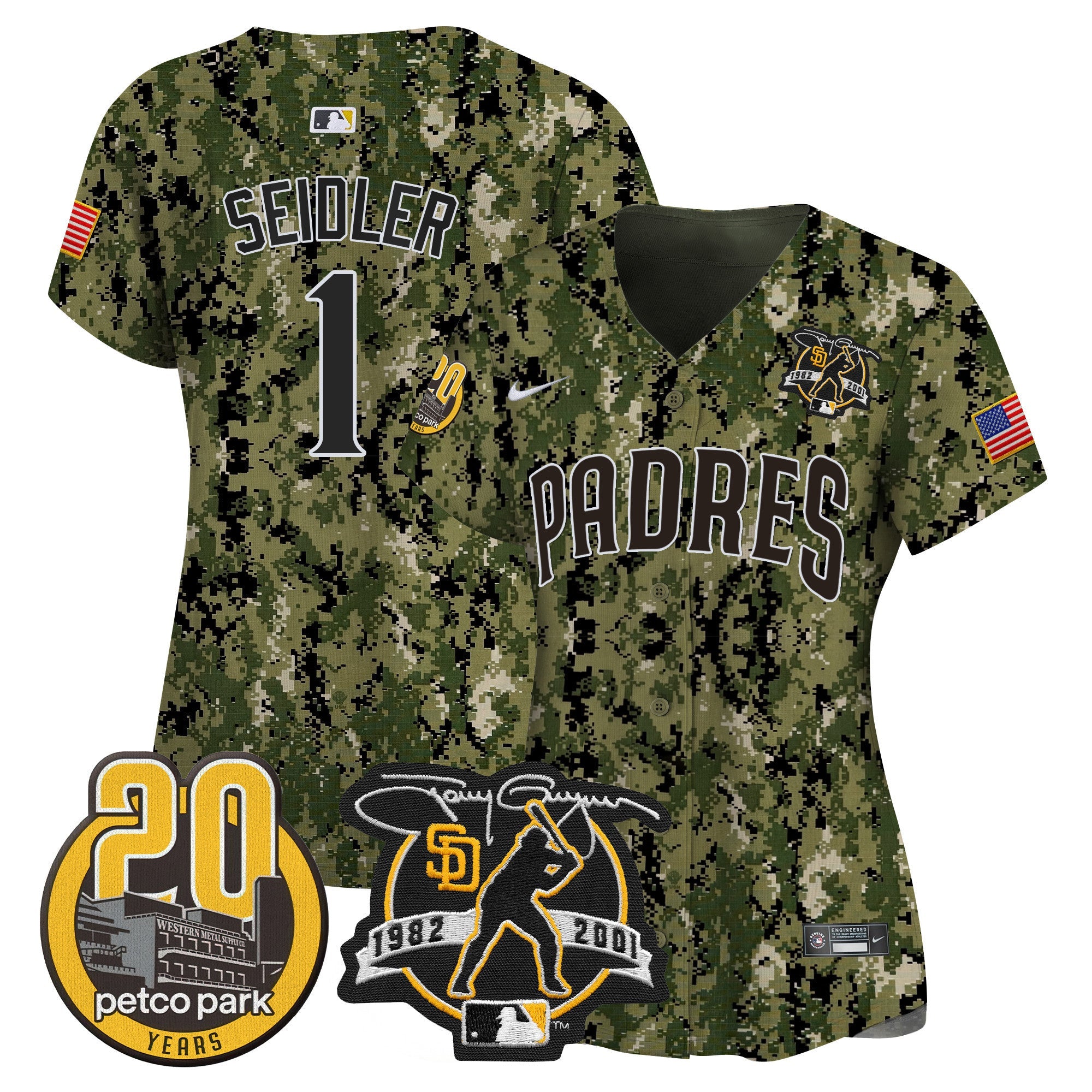 Women’s Tony Gwynn & Petco Park 20th Patch USMC Vapor Premier Limited Jersey