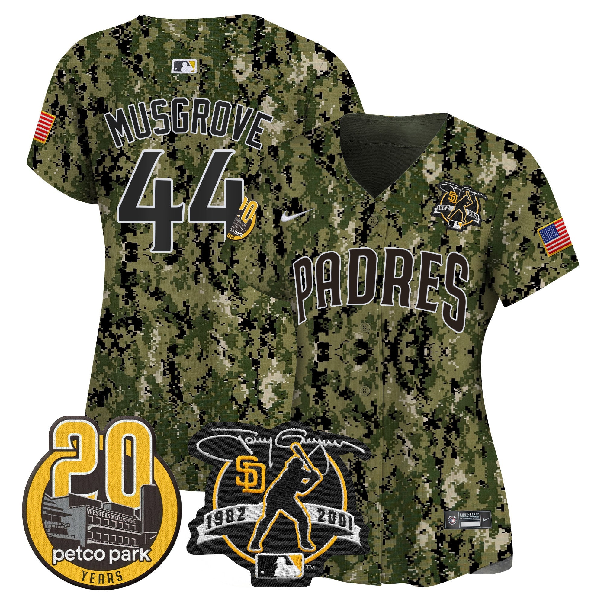 Women’s Tony Gwynn & Petco Park 20th Patch USMC Vapor Premier Limited Jersey