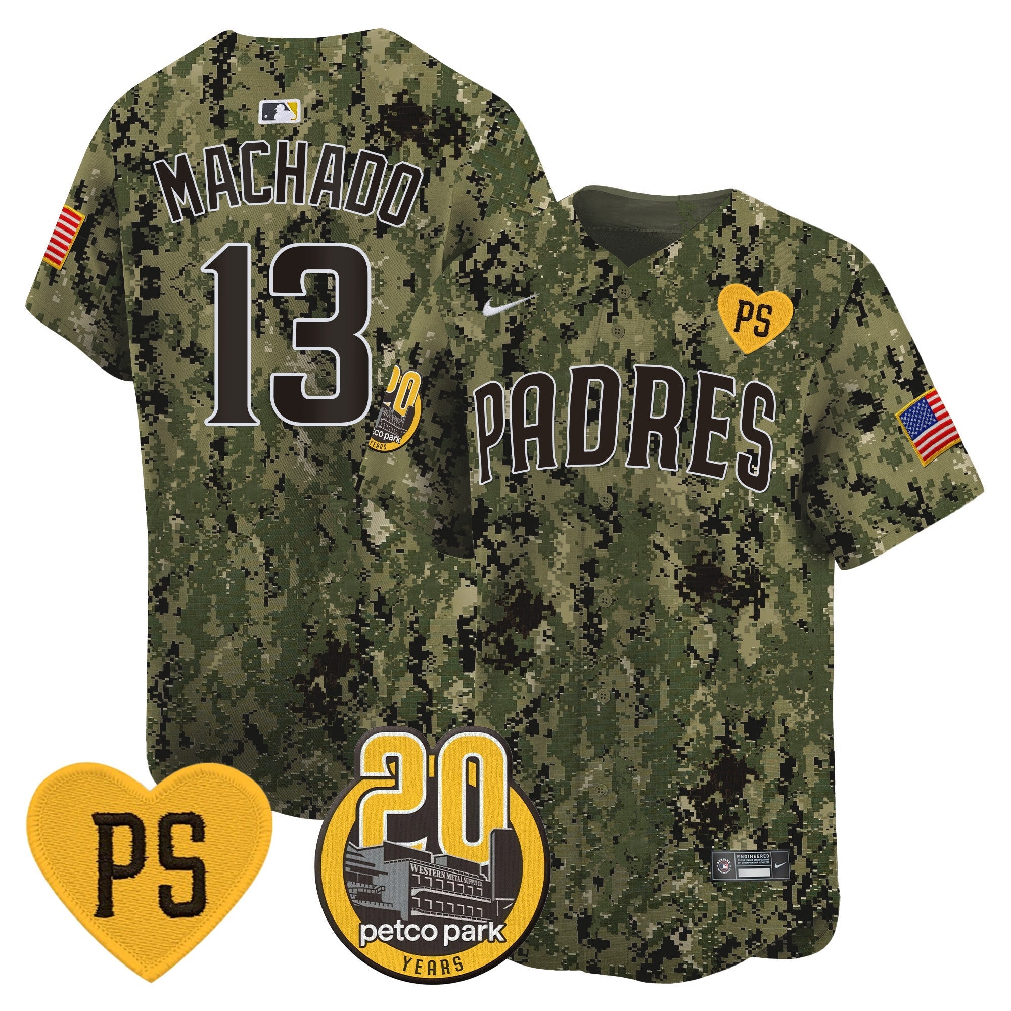 Men’s “For Peter” & Petco Park 20th Patch USMC Vapor Premier Limited Jersey