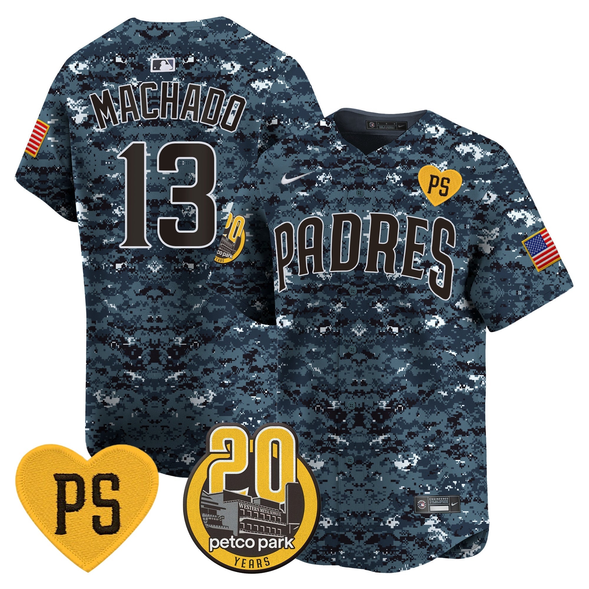 Men’s “For Peter” & Petco Park 20th Patch USMC Vapor Premier Limited Jersey