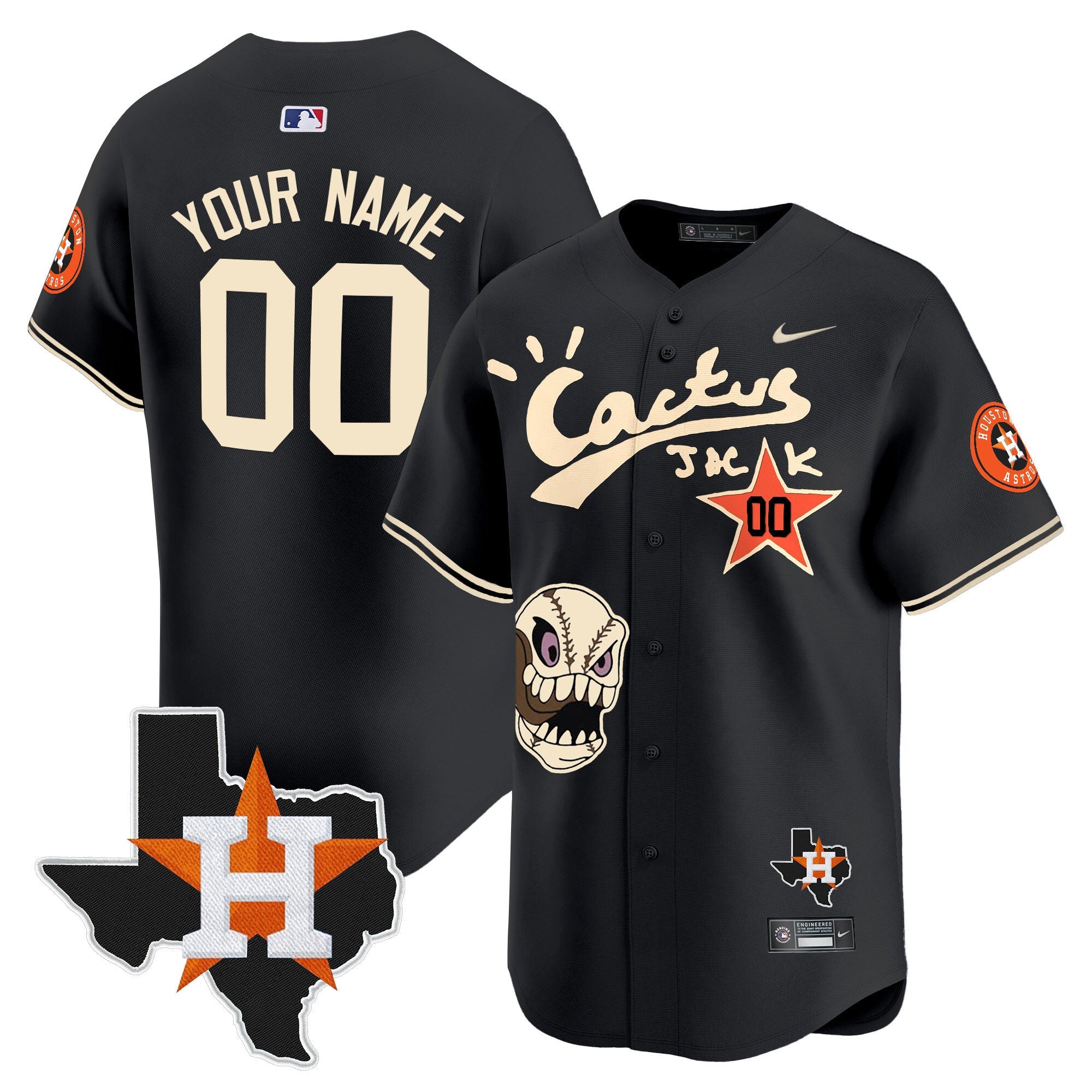 Houston Cactus Jack Patch Vapor Premier Limited Custom Jersey