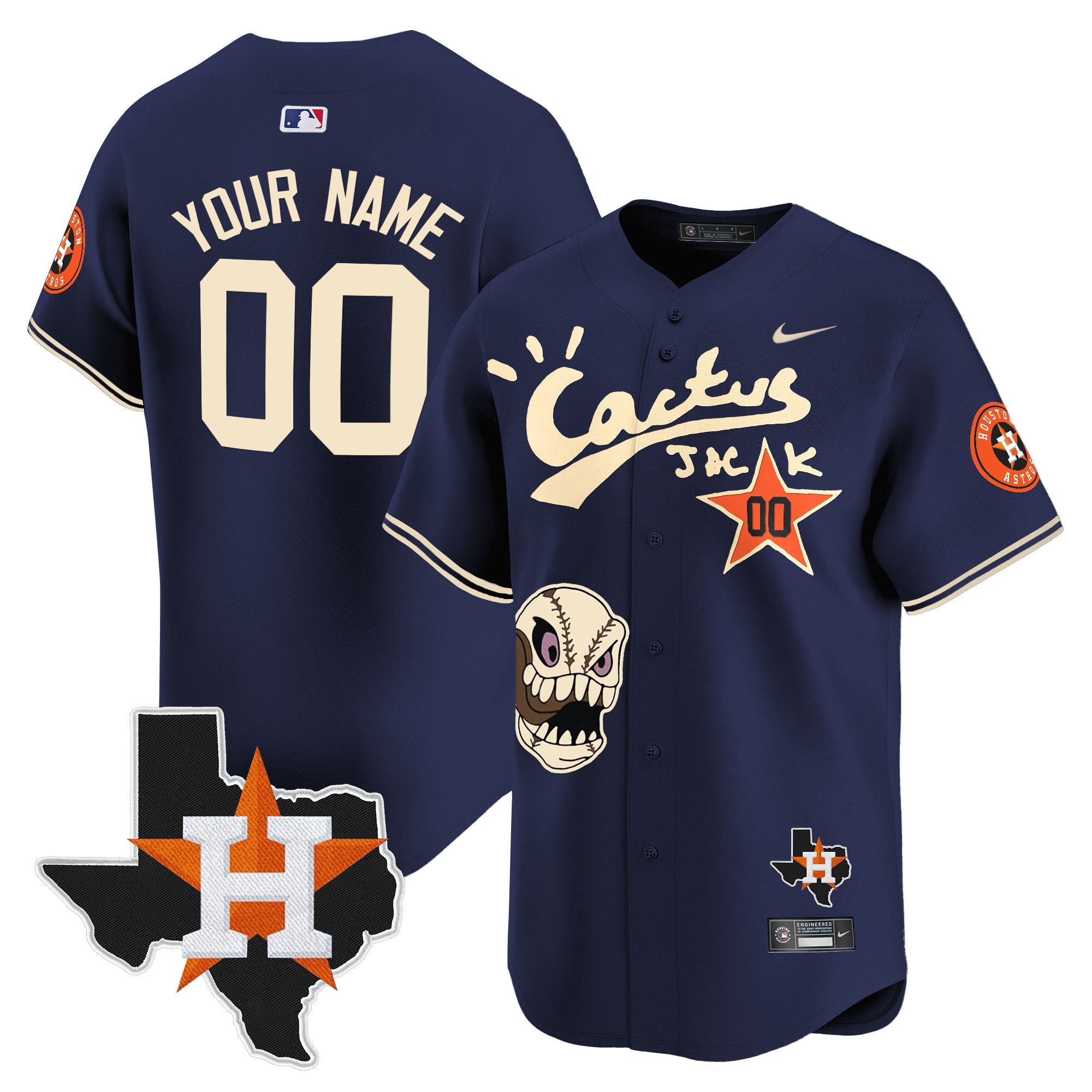 Houston Cactus Jack Patch Vapor Premier Limited Custom Jersey